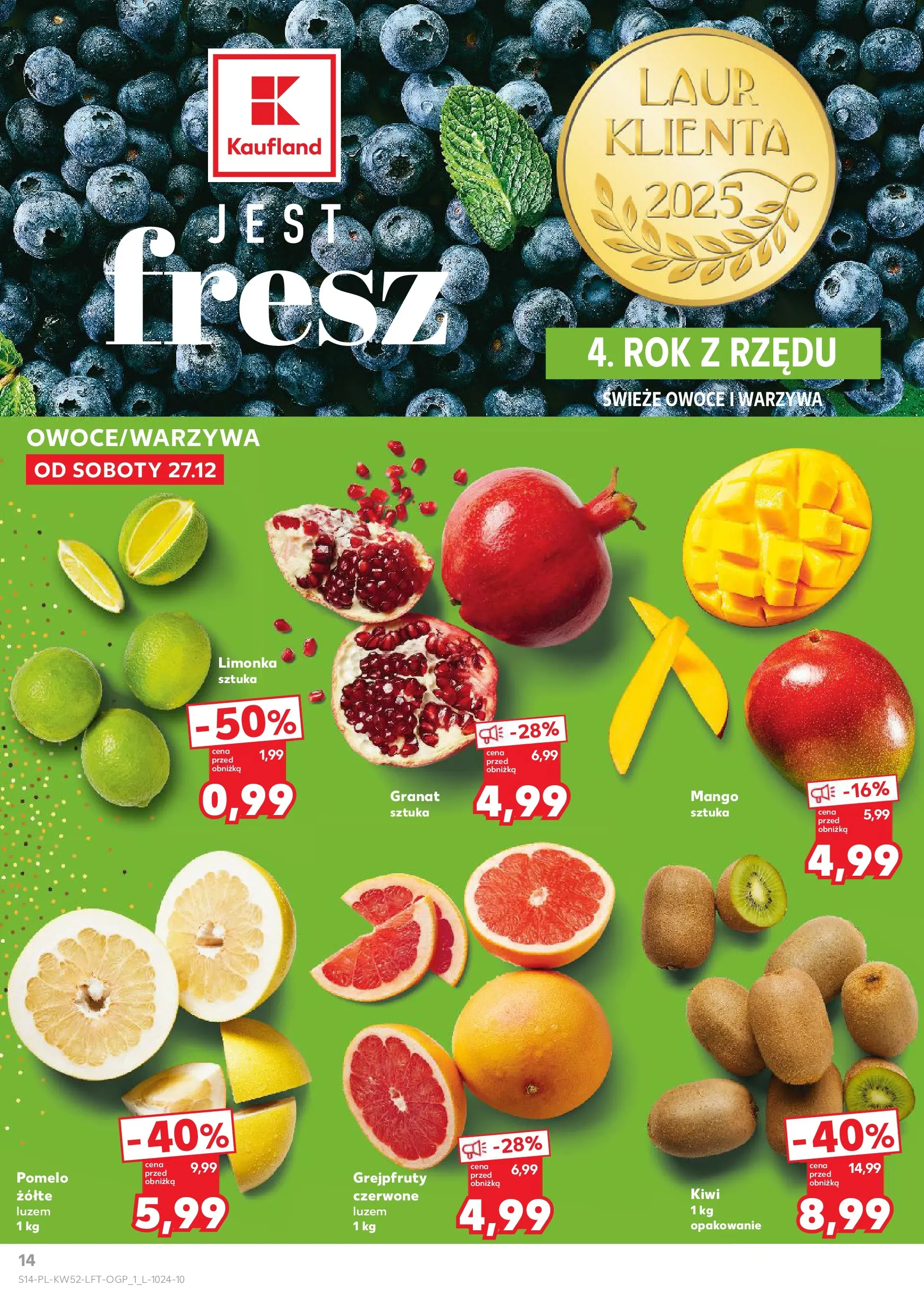 Kaufland - Kaufland Food ważne do 31.12 od 26.12.2025 - od jutra PDF | Strona: 14 | Produkty: Mango, Limonka, Warzywa, Owoce