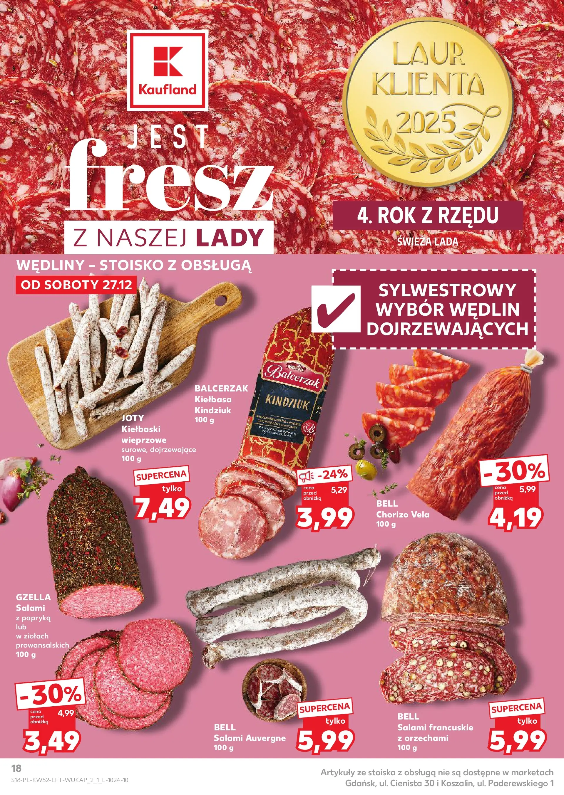 Kaufland - Kaufland Food ważne do 31.12 od 26.12.2025 - od jutra PDF | Strona: 18 | Produkty: Bell, Kiełbaski, Salami, Wędliny