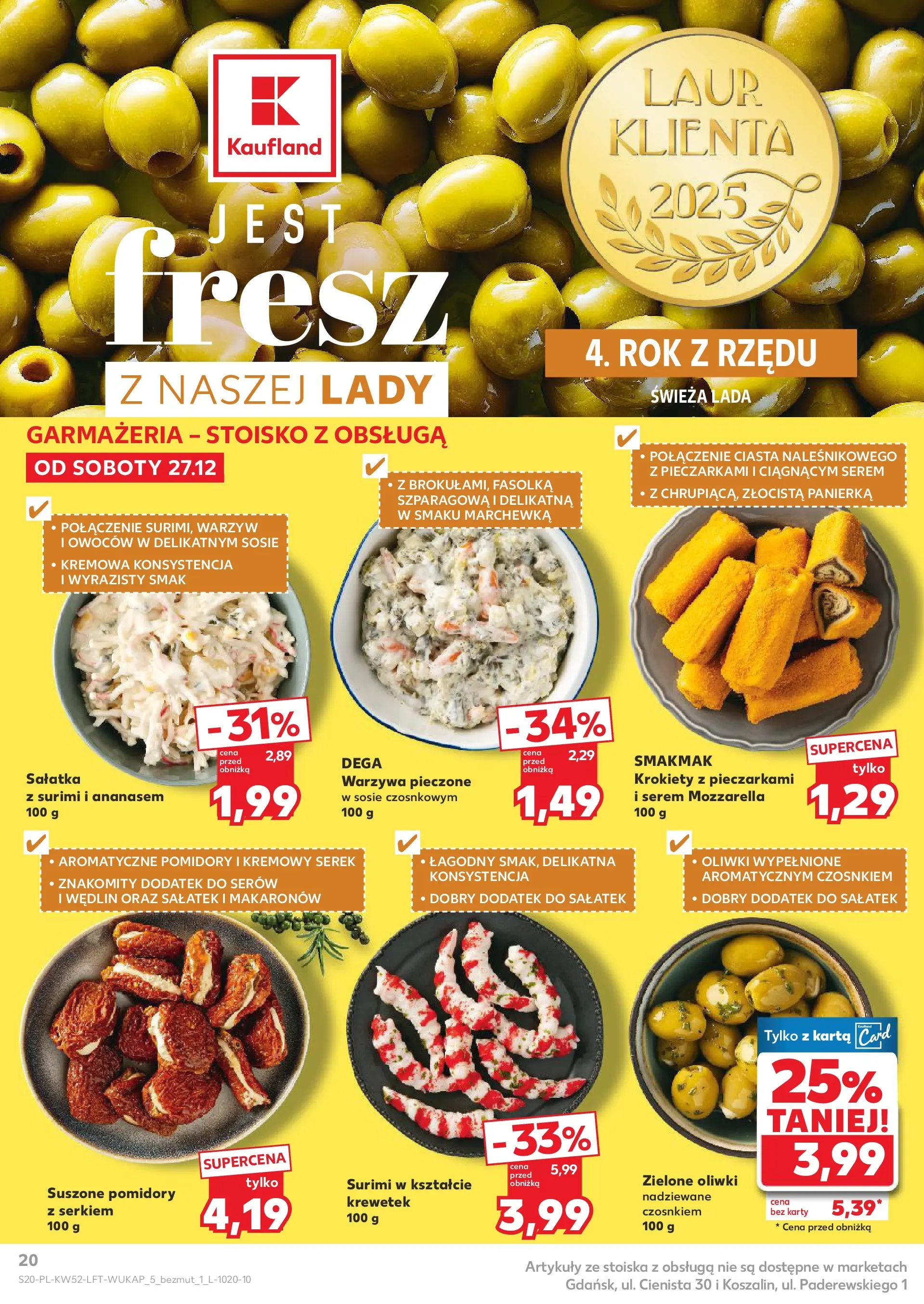 Kaufland - Kaufland Food ważne do 31.12 od 26.12.2025 - od jutra PDF | Strona: 20 | Produkty: Serek, Surimi, Krokiety, Pomidory