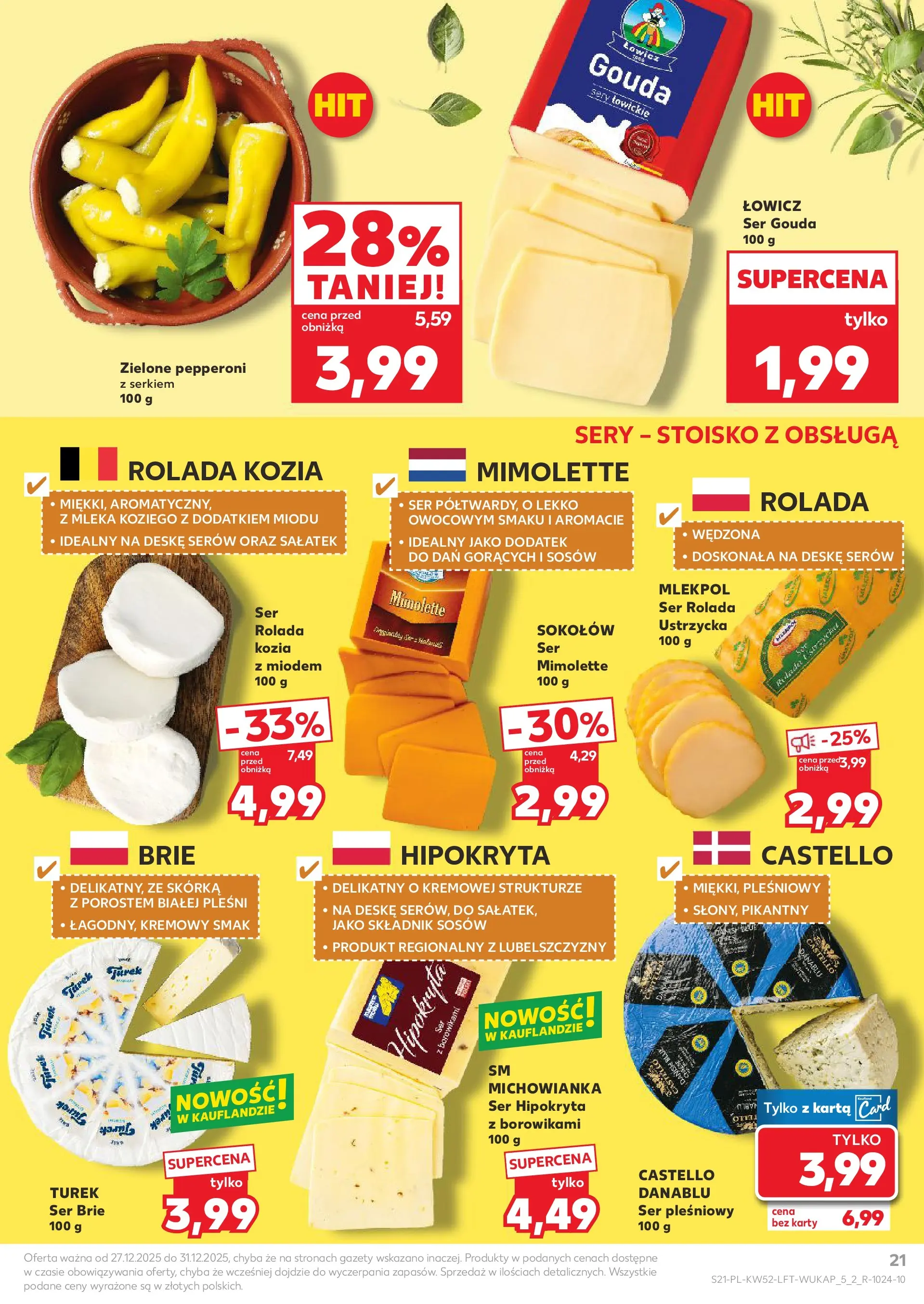 Kaufland - Kaufland Food ważne do 31.12 od 26.12.2025 - od jutra PDF | Strona: 21 | Produkty: Ser pleśniowy, Sery, Ser, Ser brie