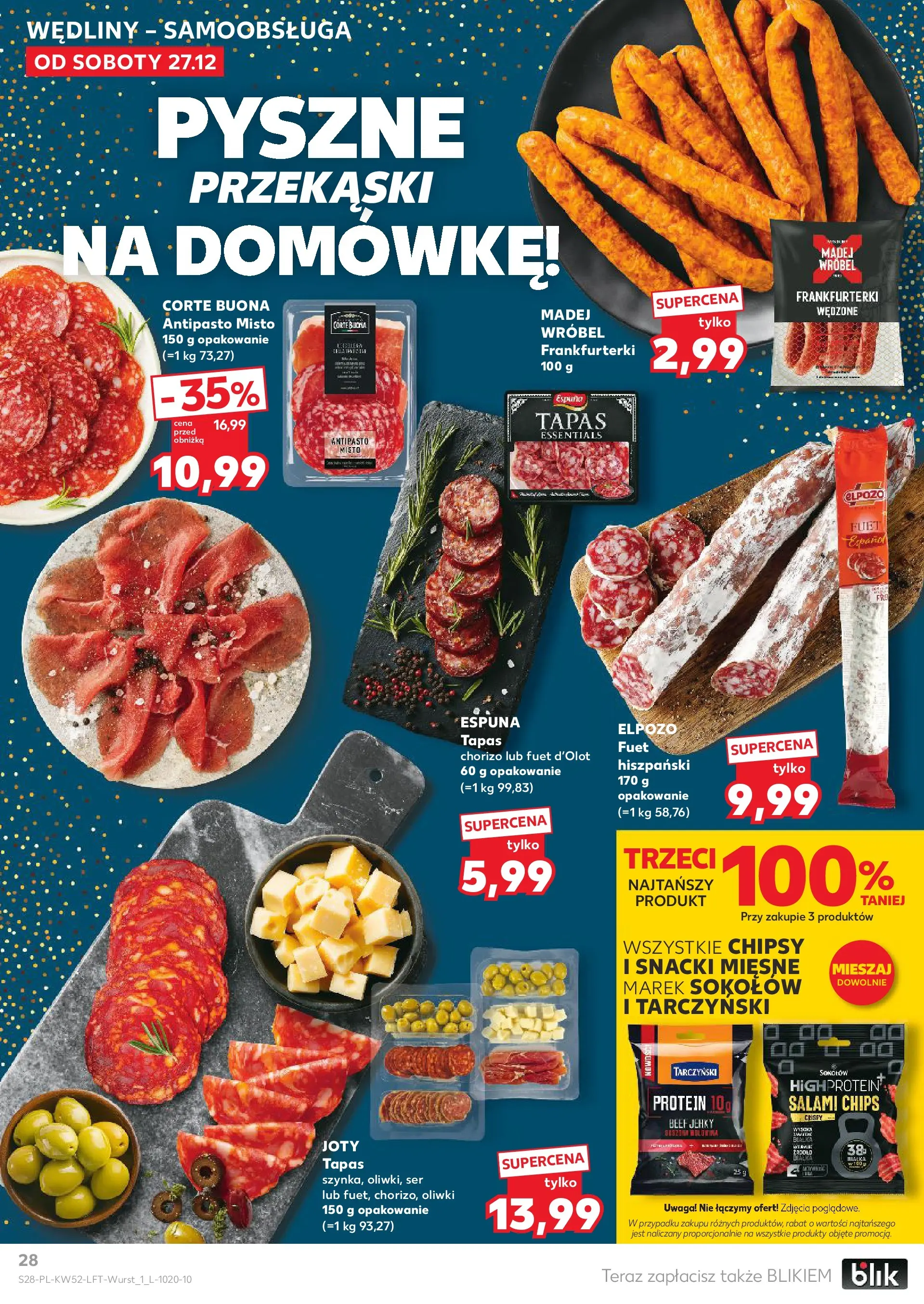 Kaufland - Kaufland Food ważne do 31.12 od 26.12.2025 - od jutra PDF | Strona: 28 | Produkty: Frankfurterki, Fuet, Ser, Salami
