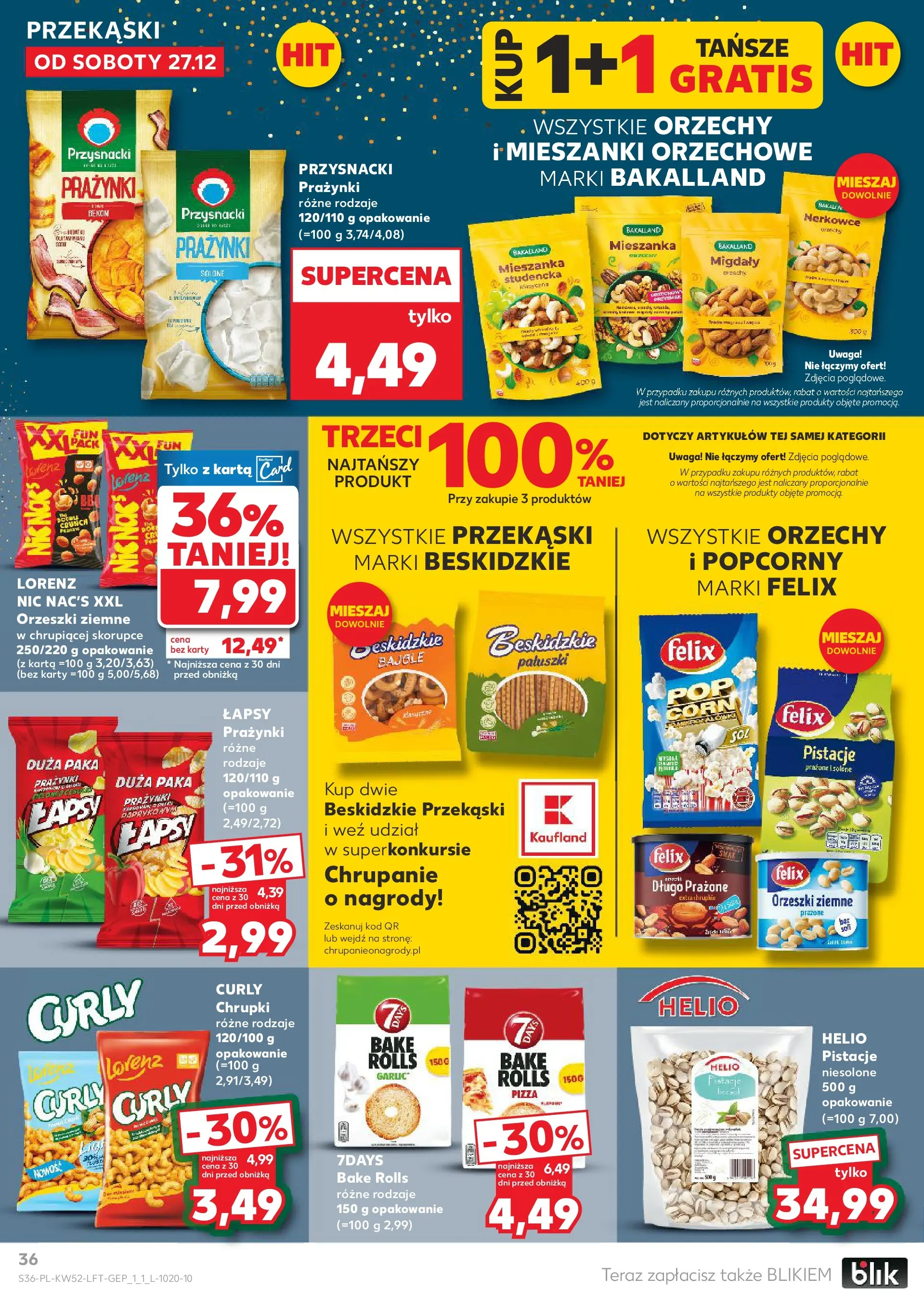 Kaufland - Kaufland Food ważne do 31.12 od 26.12.2025 - od jutra PDF | Strona: 36 | Produkty: Bekon, Paluszki, Orzeszki ziemne, Orzechy