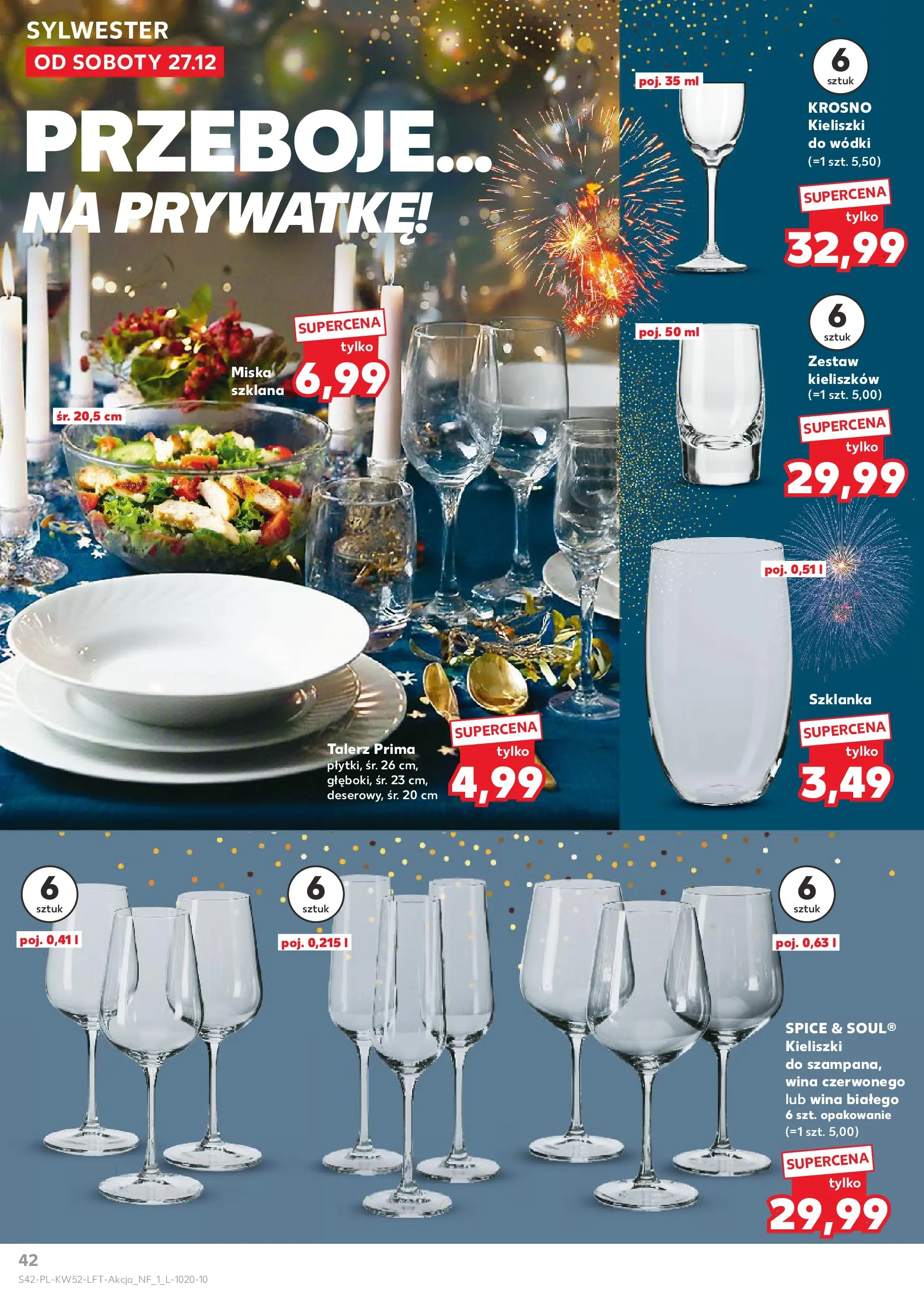 Kaufland - Kaufland Food ważne do 31.12 od 26.12.2025 - od jutra PDF | Strona: 42 | Produkty: Szklanka, Kieliszki do wódki