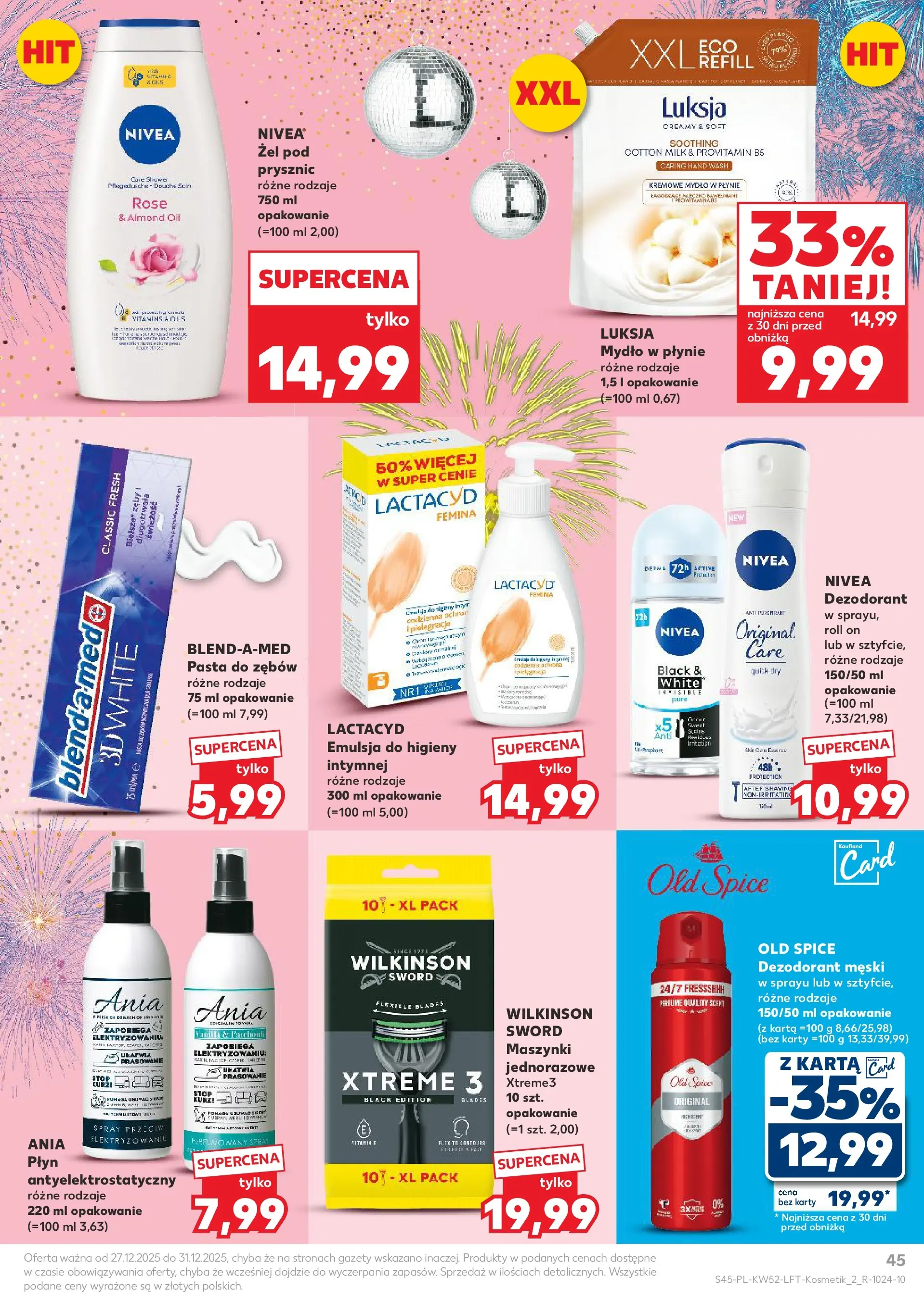 Kaufland - Kaufland Food ważne do 31.12 od 26.12.2025 - od jutra PDF | Strona: 45 | Produkty: Karta, Mydło w płynie, Dezodorant, Old spice