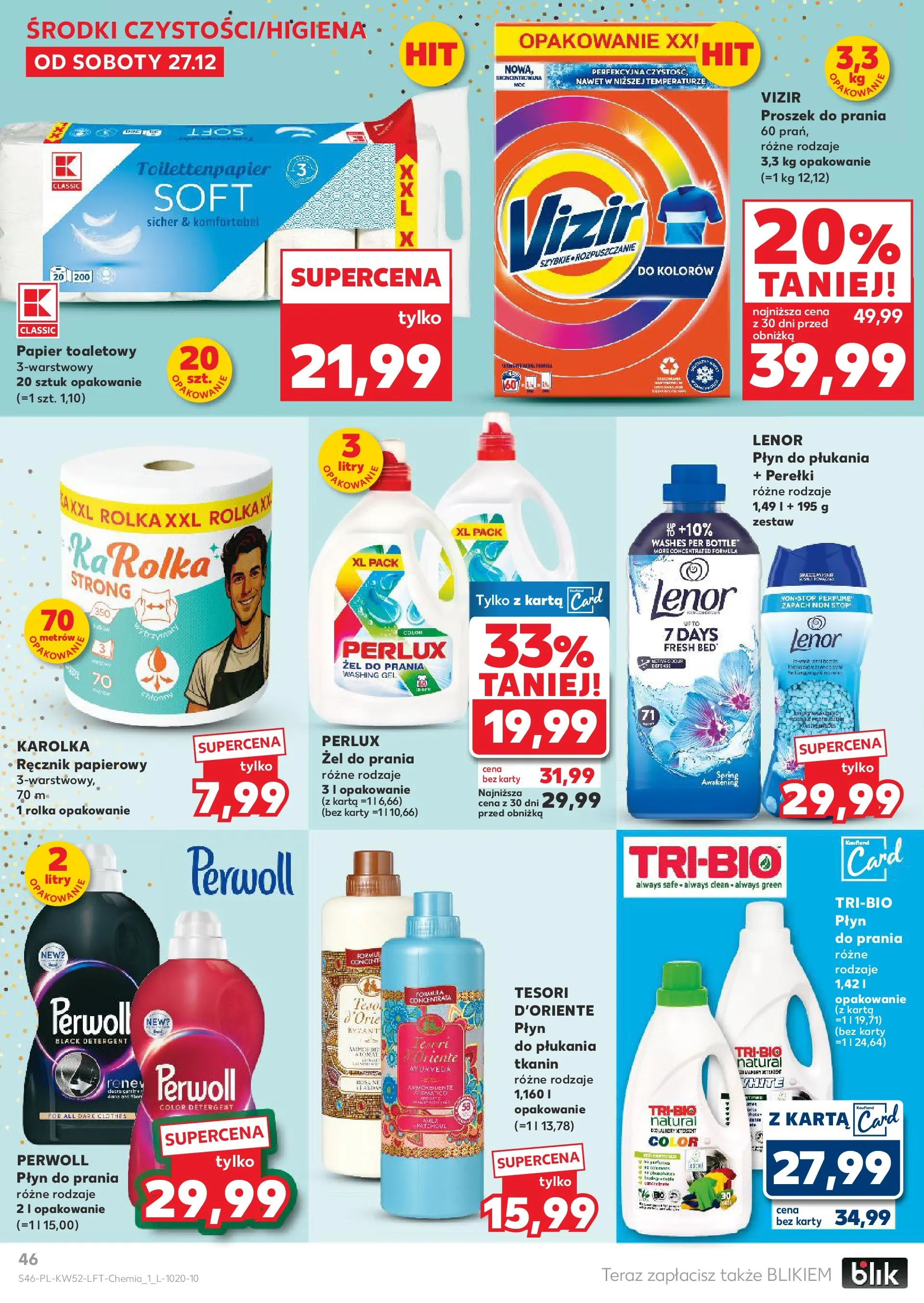 Kaufland - Kaufland Food ważne do 31.12 od 26.12.2025 - od jutra PDF | Strona: 46 | Produkty: Karta, Proszek do prania, Detergent, Ręcznik papierowy
