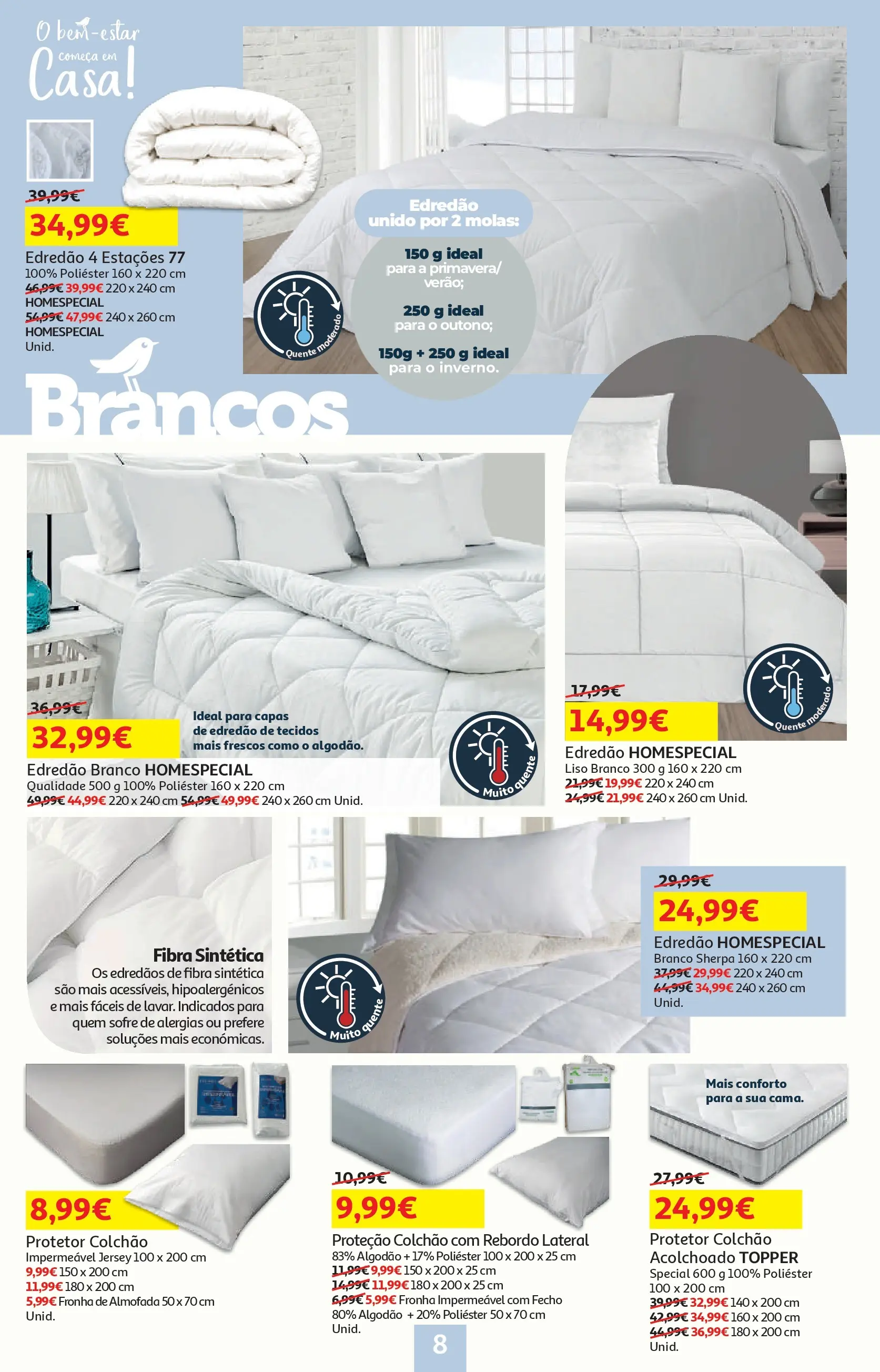 Auchan - O bem-estar começa em casa! » de 26/12/2025 - 12/01/2026 | Página: 8 | Produtos: Fronha, Algodão, Colchão, Almofada