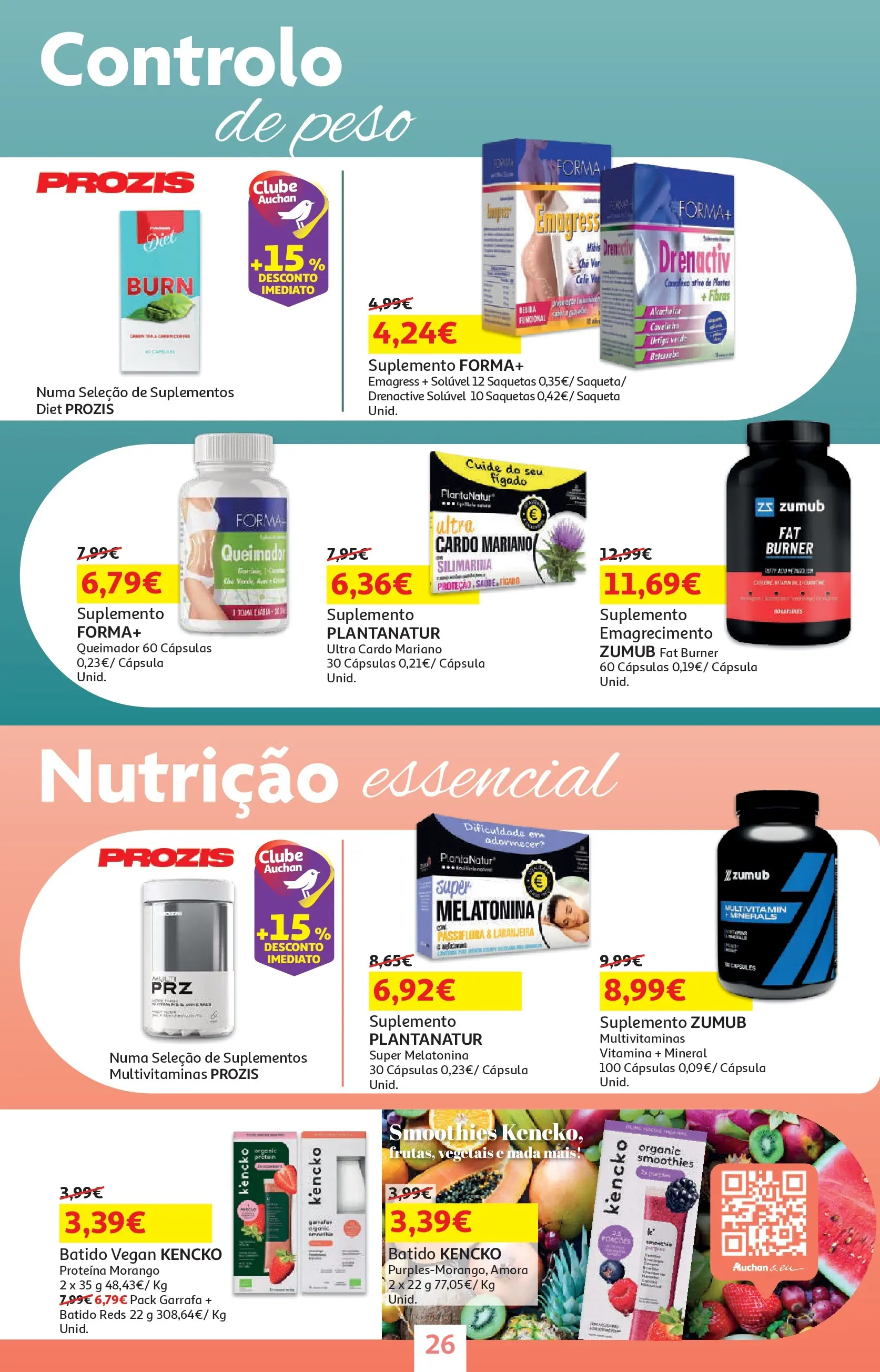 Auchan - O bem-estar começa em casa! » de 26/12/2025 - 12/01/2026 | Página: 26 | Produtos: Melatonina, Proteina