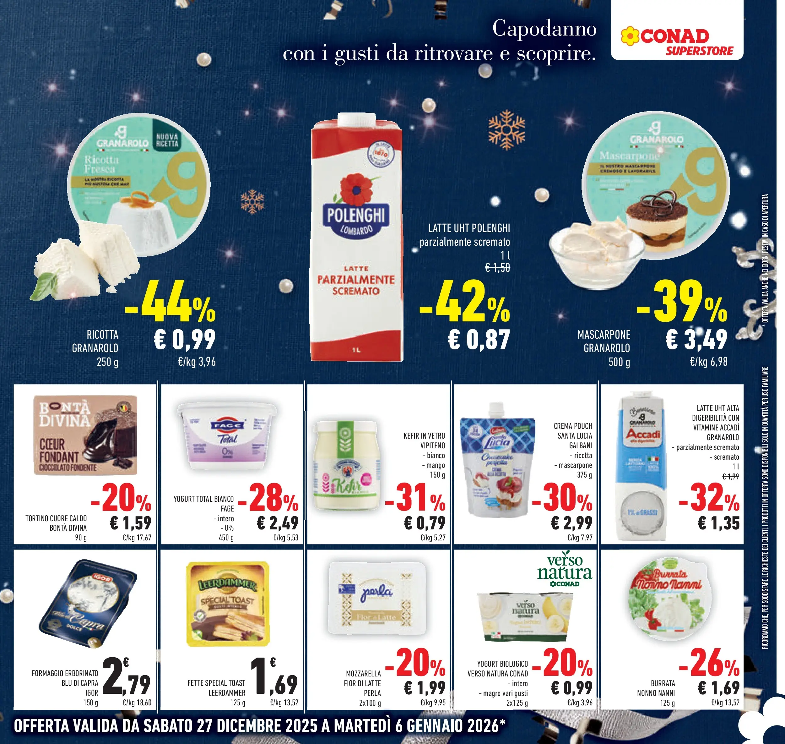 Volantino Conad dal 26/12/2025 > Anteprima | Pagina: 23 | Prodotti: Crema, Yogurt, Cioccolato, Formaggio