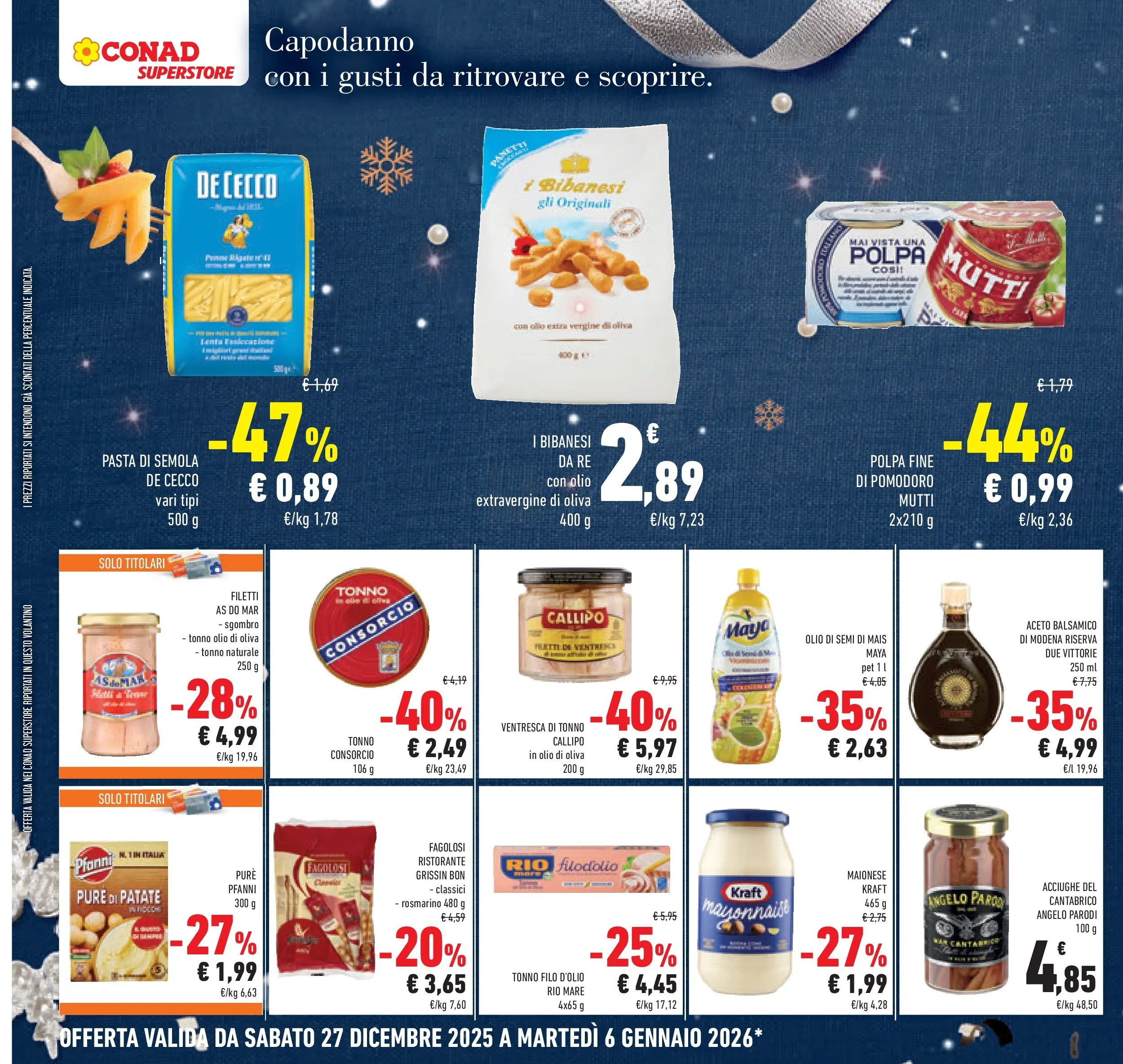 Volantino Conad dal 27/12/2025 > Anteprima | Pagina: 28 | Prodotti: Maionese, Acciughe, Olio extra vergine, Olio di Oliva