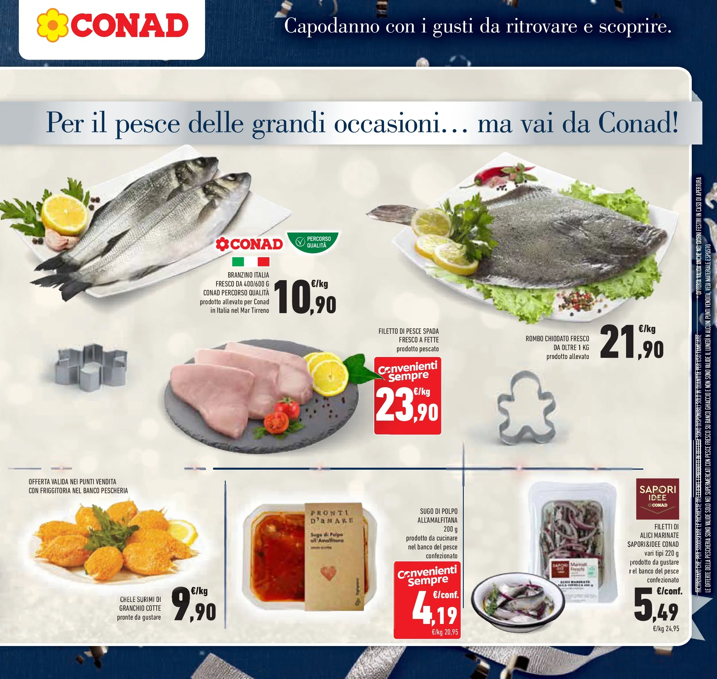 Volantino Conad dal 26/12/2025 > Anteprima | Pagina: 9 | Prodotti: Il pesce, Branzino, Sugo, Pesce spada