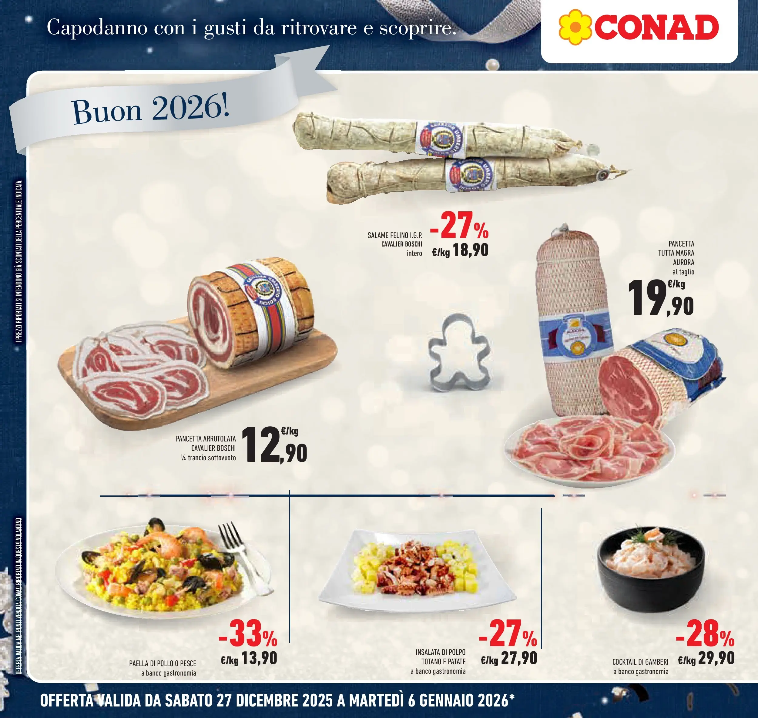Volantino Conad dal 26/12/2025 > Anteprima | Pagina: 14 | Prodotti: Salame, Gamberi, Patate, Polpo