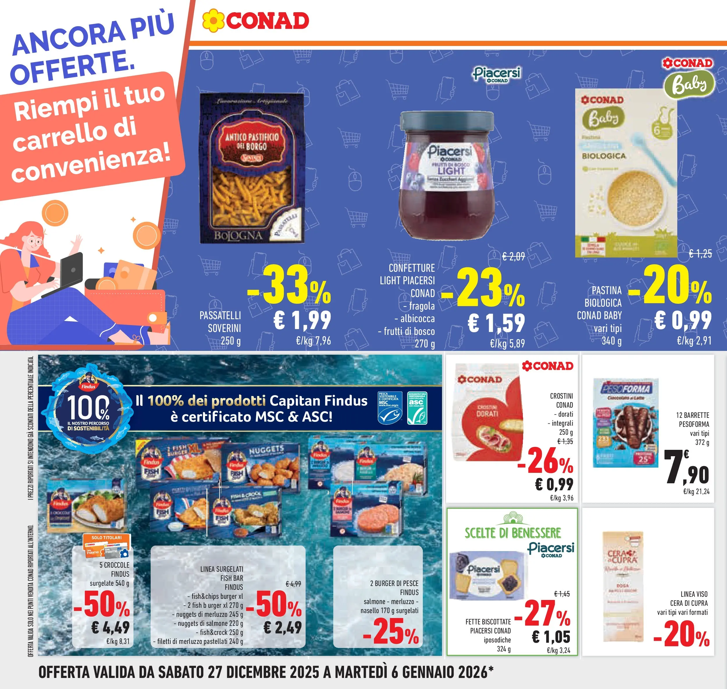 Volantino Conad dal 26/12/2025 > Anteprima | Pagina: 32 | Prodotti: Pesce, Nuggets, Carrello, Fette biscottate