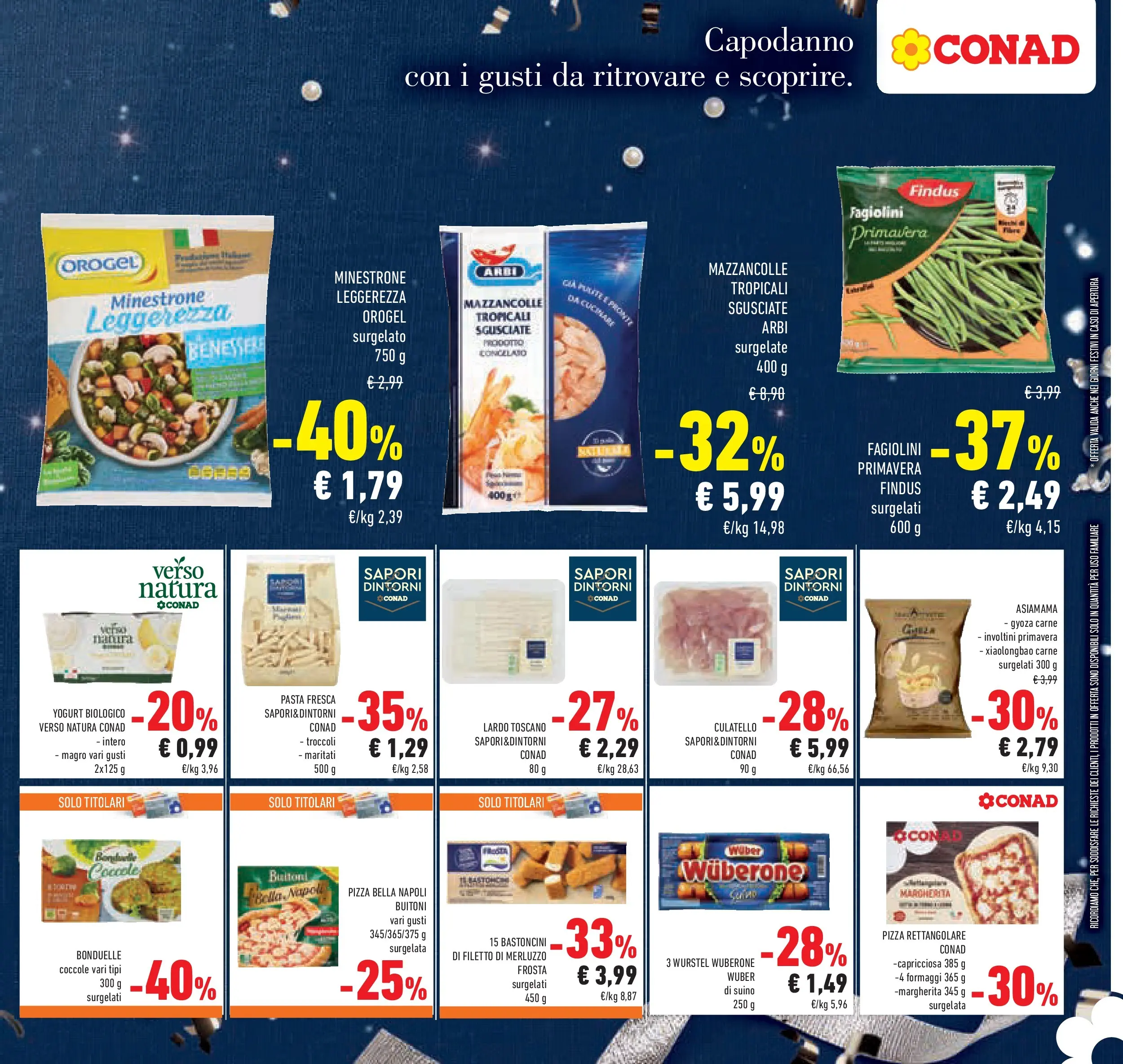 Volantino Conad dal 26/12/2025 > Anteprima | Pagina: 23 | Prodotti: Pizza, Mazzancolle, Suino, Pasta