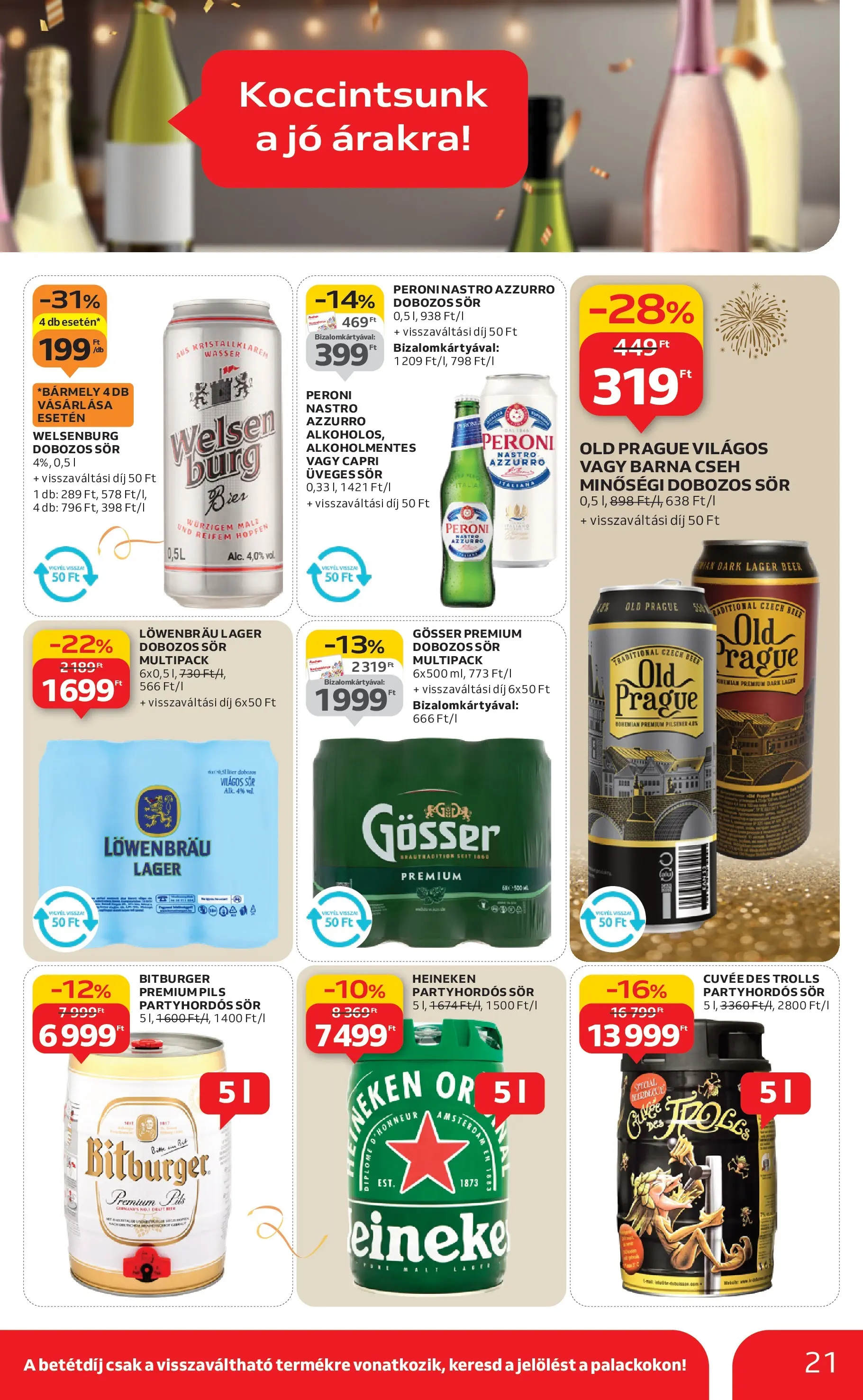 Auchan Akciós újság Székesfehérvár - 2025.12.27. -tól/töl > akció, lapozható szórólap 🛍️ | Oldal: 21 | Termékek: Heineken, Gösser, Dobozos sör, Sör
