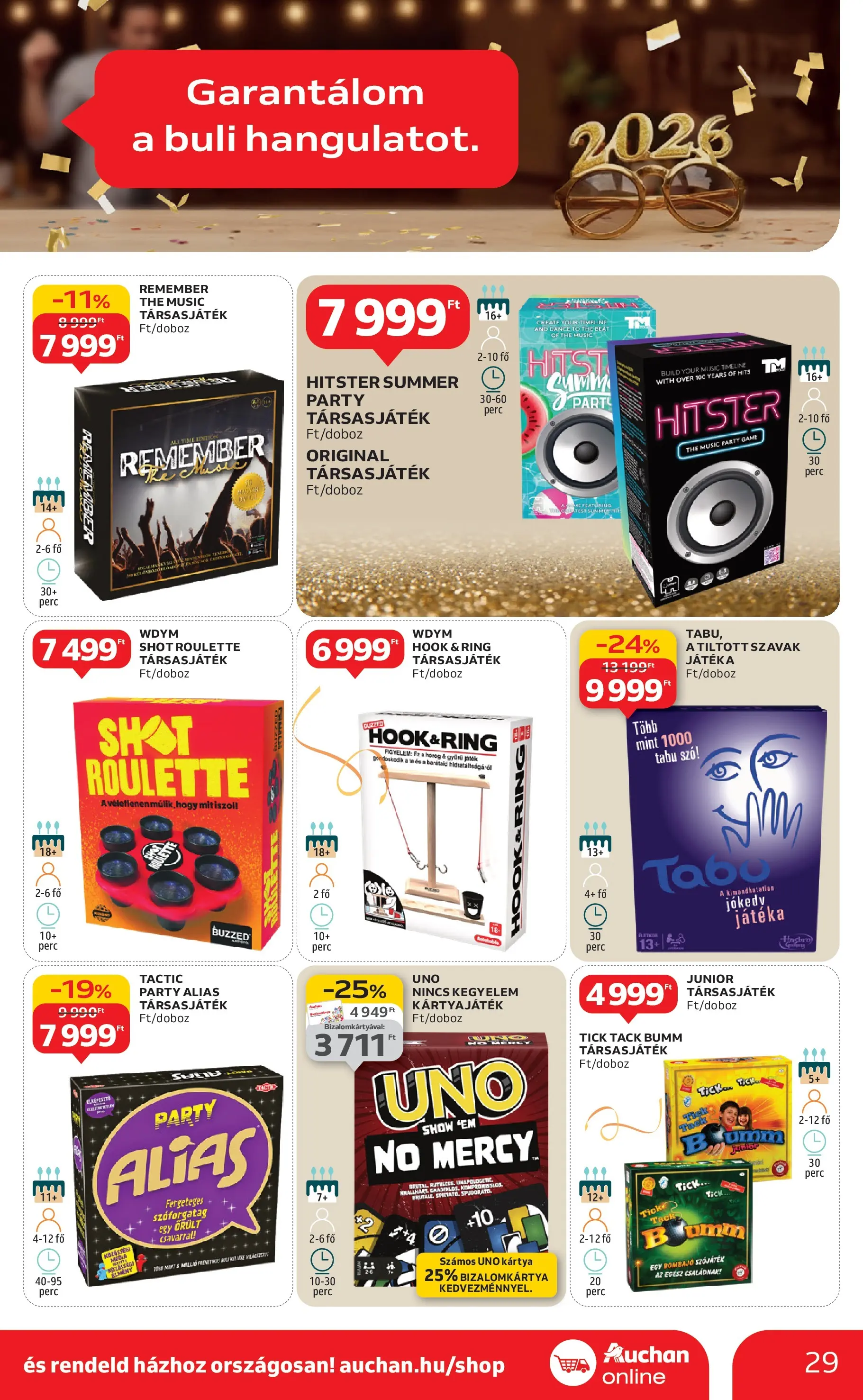 Auchan Akciós újság Székesfehérvár - 2025.12.27. -tól/töl > akció, lapozható szórólap 🛍️ | Oldal: 29 | Termékek: Társasjáték