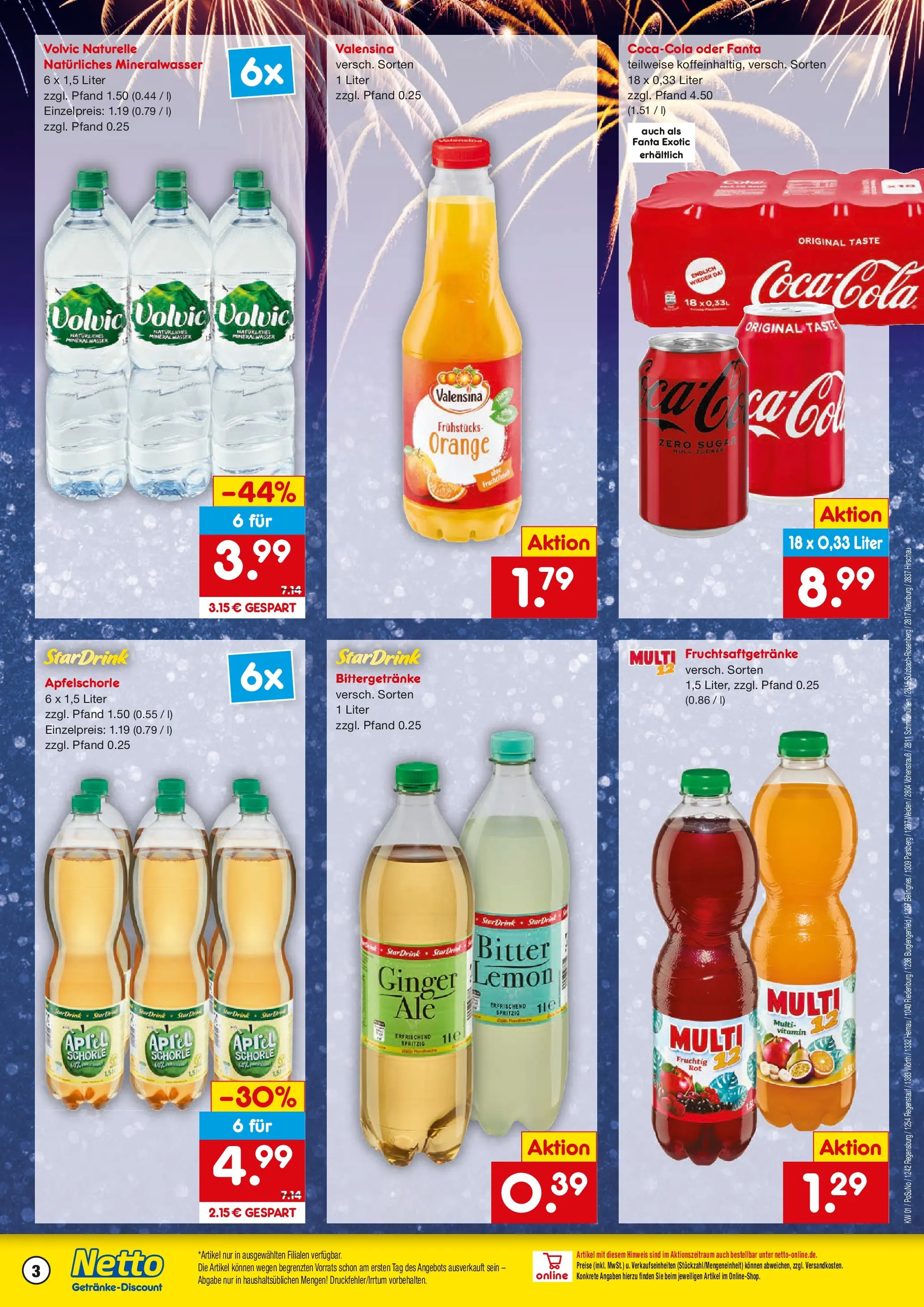 Netto Marken-Discount prospekt Burglengenfeld	 (ab 28.12.2025) » Angebote | Seite: 3 | Produkte: Fanta, Mineralwasser, Valensina, Volvic