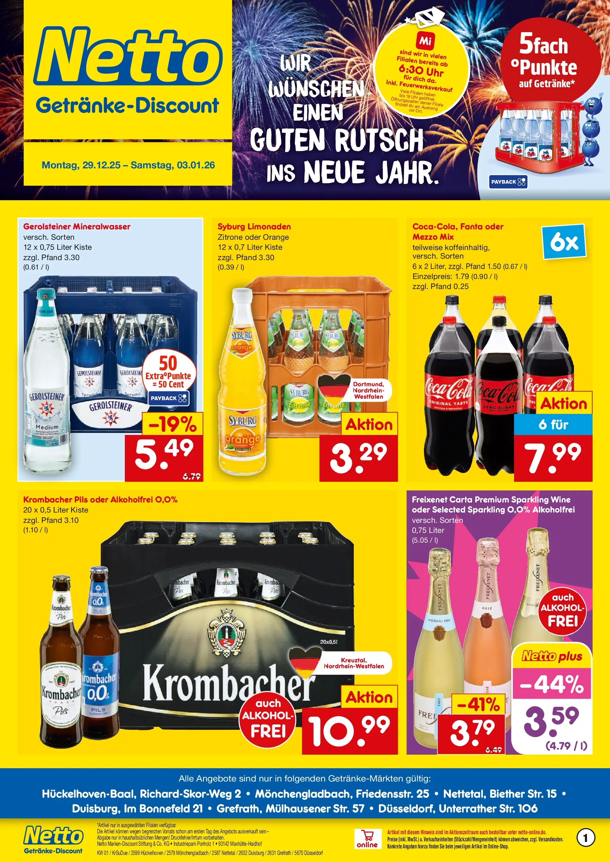 Netto Marken-Discount prospekt Hückelhoven-Baal	 (ab 28.12.2025) » Angebote | Seite: 1 | Produkte: Fanta, Zitrone, Krombacher, Uhr