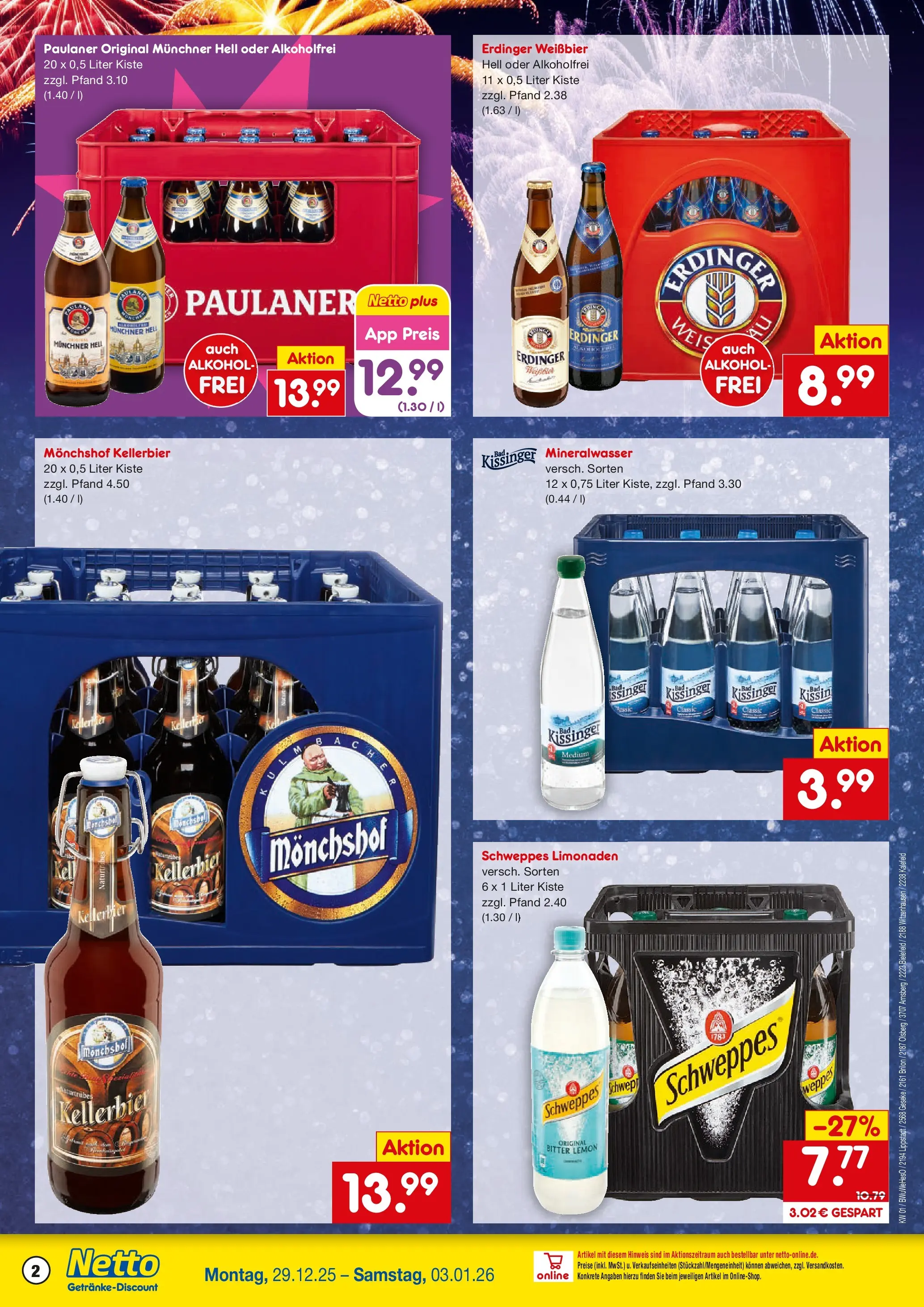 Netto Marken-Discount prospekt Geseke	 (ab 28.12.2025) » Angebote | Seite: 2 | Produkte: Monchshof, Weißbier, Bad, Mineralwasser
