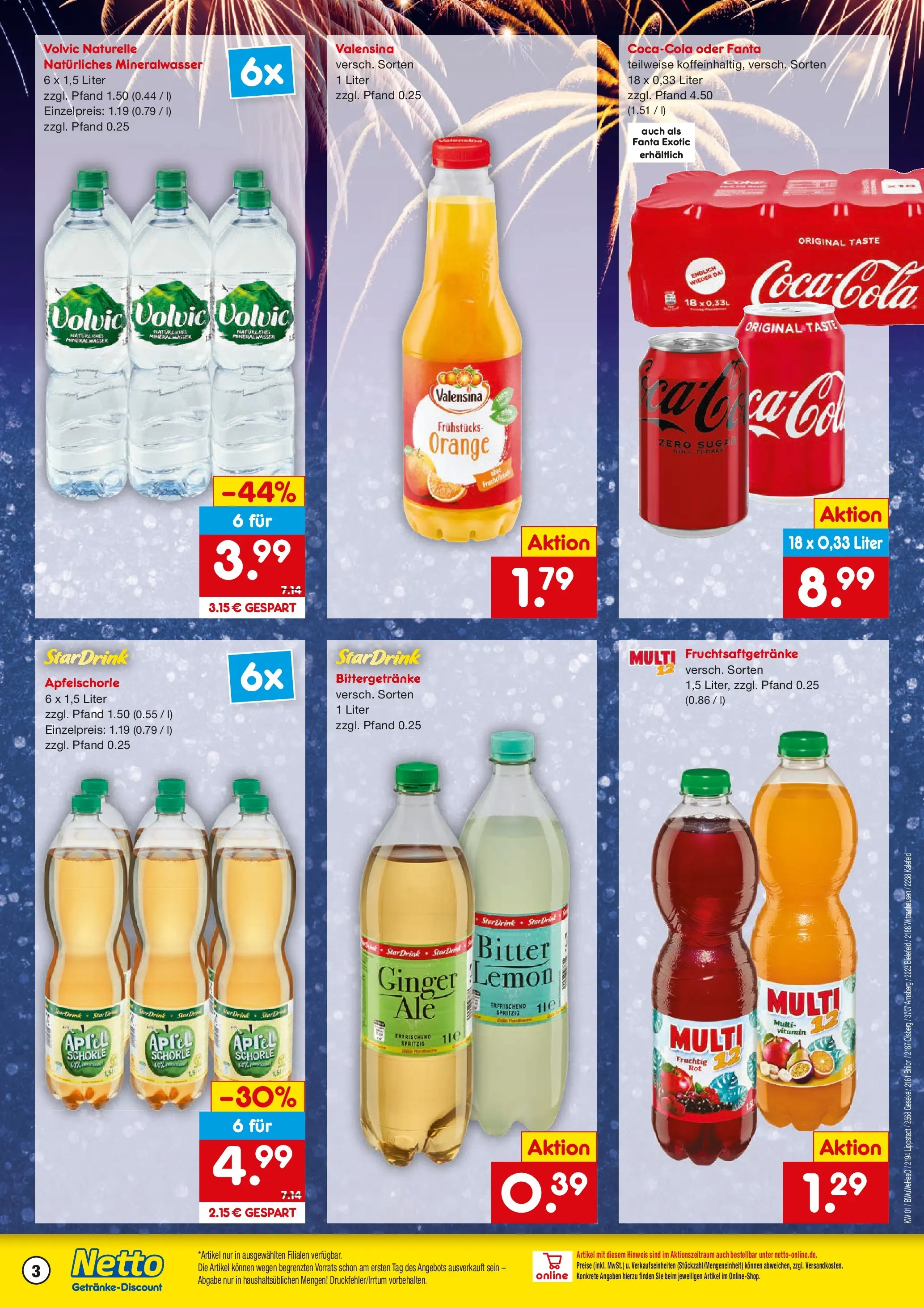 Netto Marken-Discount prospekt Geseke	 (ab 28.12.2025) » Angebote | Seite: 3 | Produkte: Fanta, Valensina, Wasser, Volvic