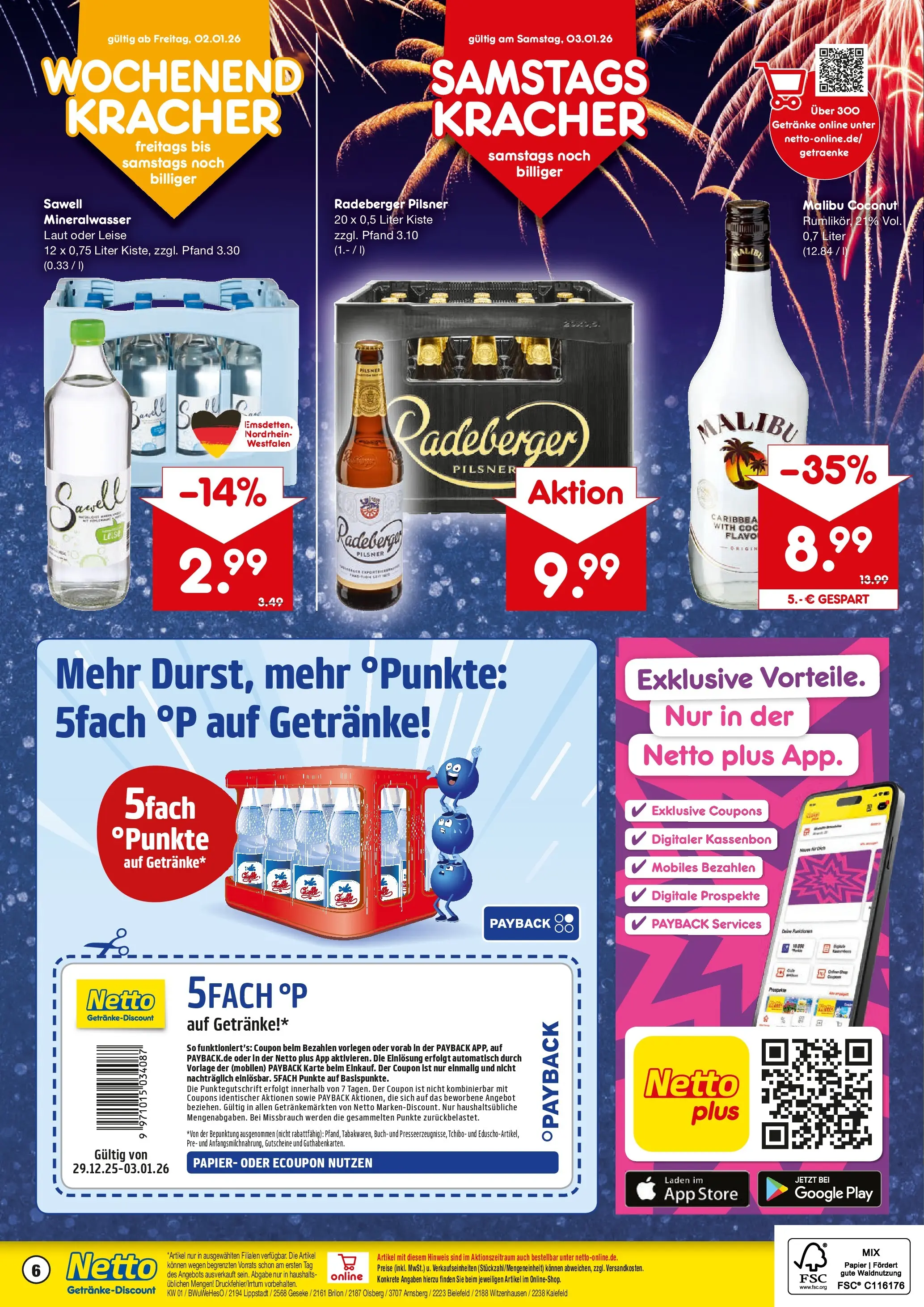 Netto Marken-Discount prospekt Geseke	 (ab 28.12.2025) » Angebote | Seite: 6 | Produkte: Mineralwasser, Radeberger pilsner