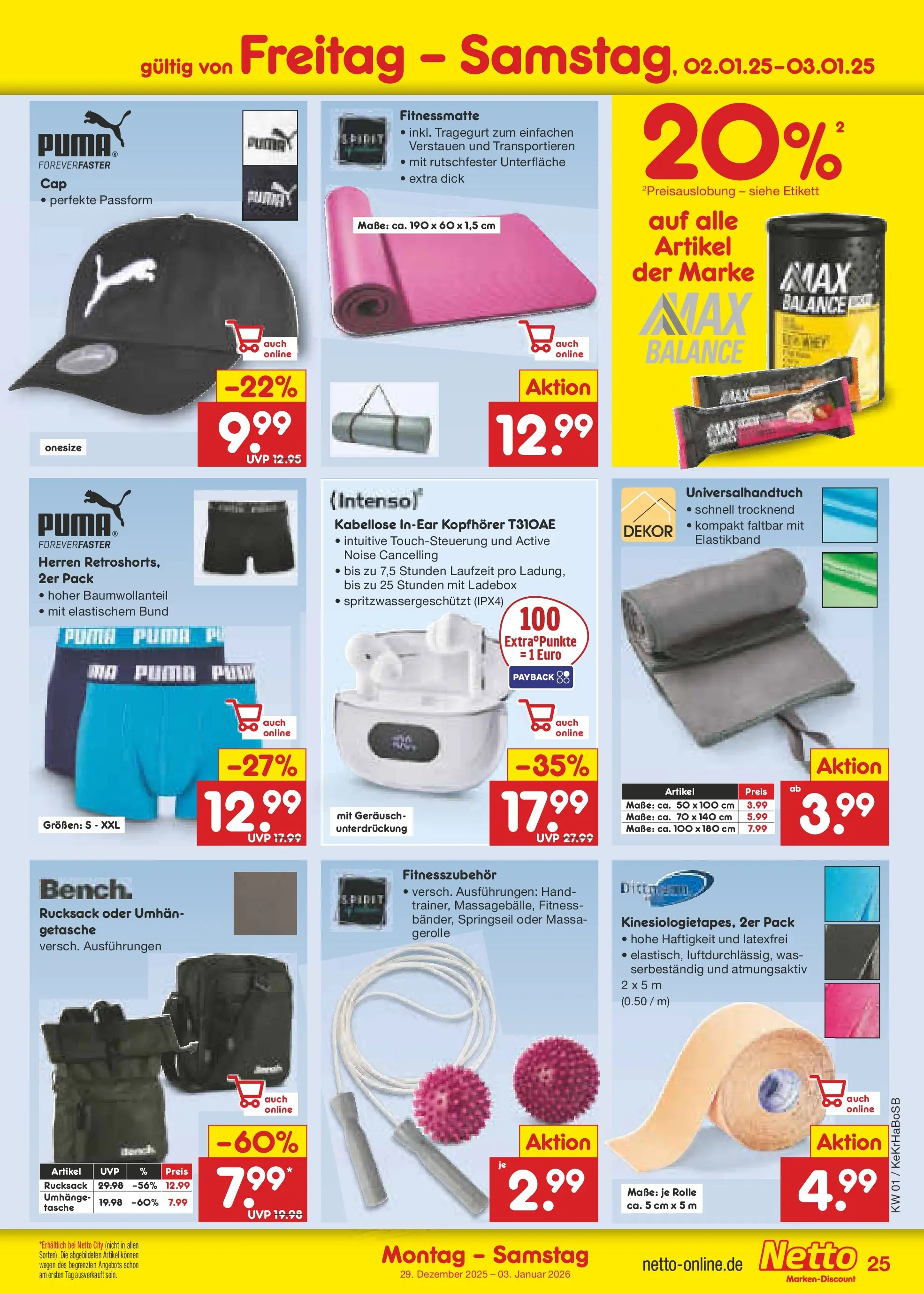 Netto Marken-Discount prospekt Kruft	 (ab 28.12.2025) » Angebote | Seite: 39 | Produkte: Tasche, Rucksack, Kopfhörer