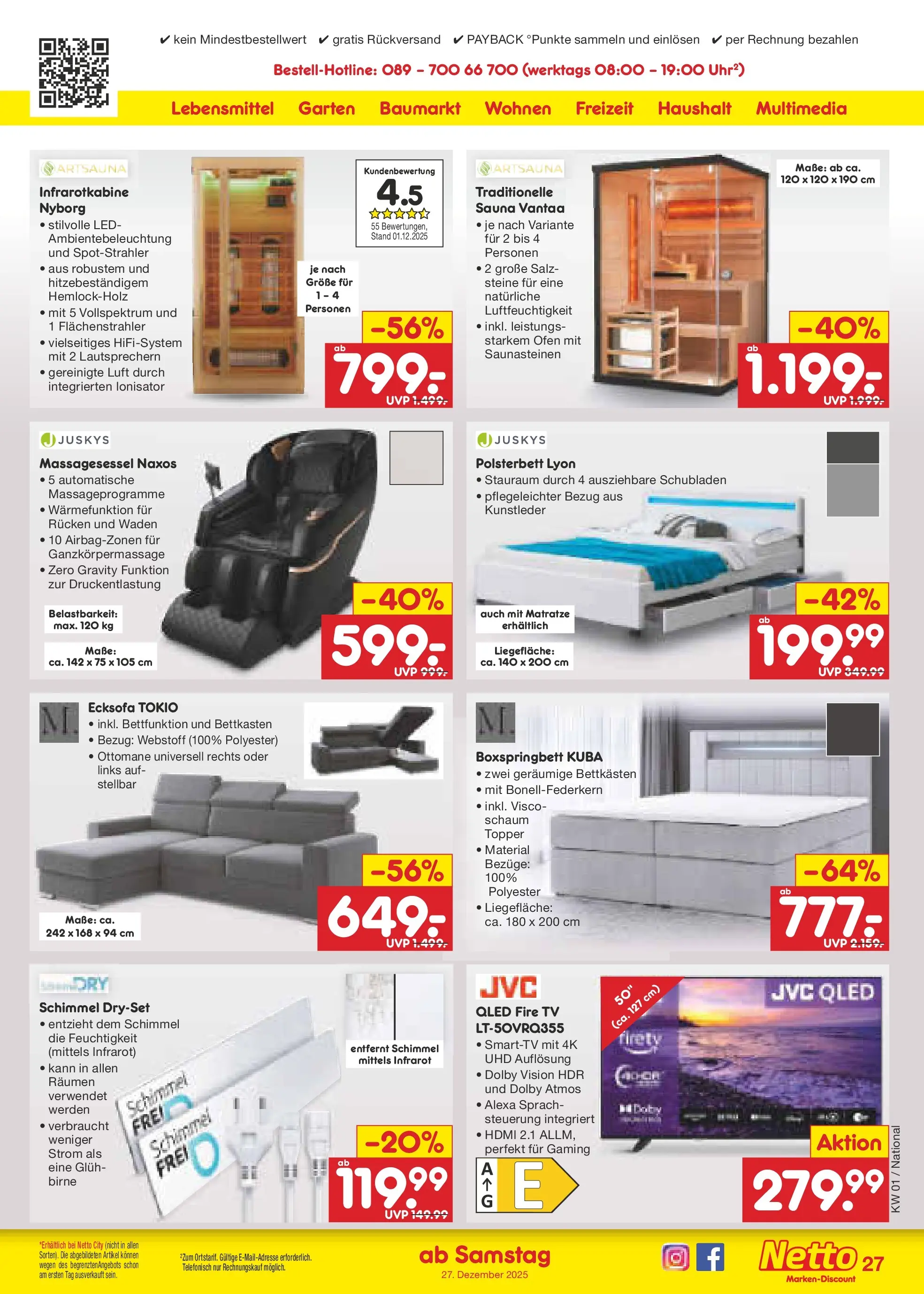 Netto Marken-Discount prospekt Bitterfeld-Wolfen	 (ab 28.12.2025) » Angebote | Seite: 41 | Produkte: Ofen, Ecksofa, Boxspringbett, Salz