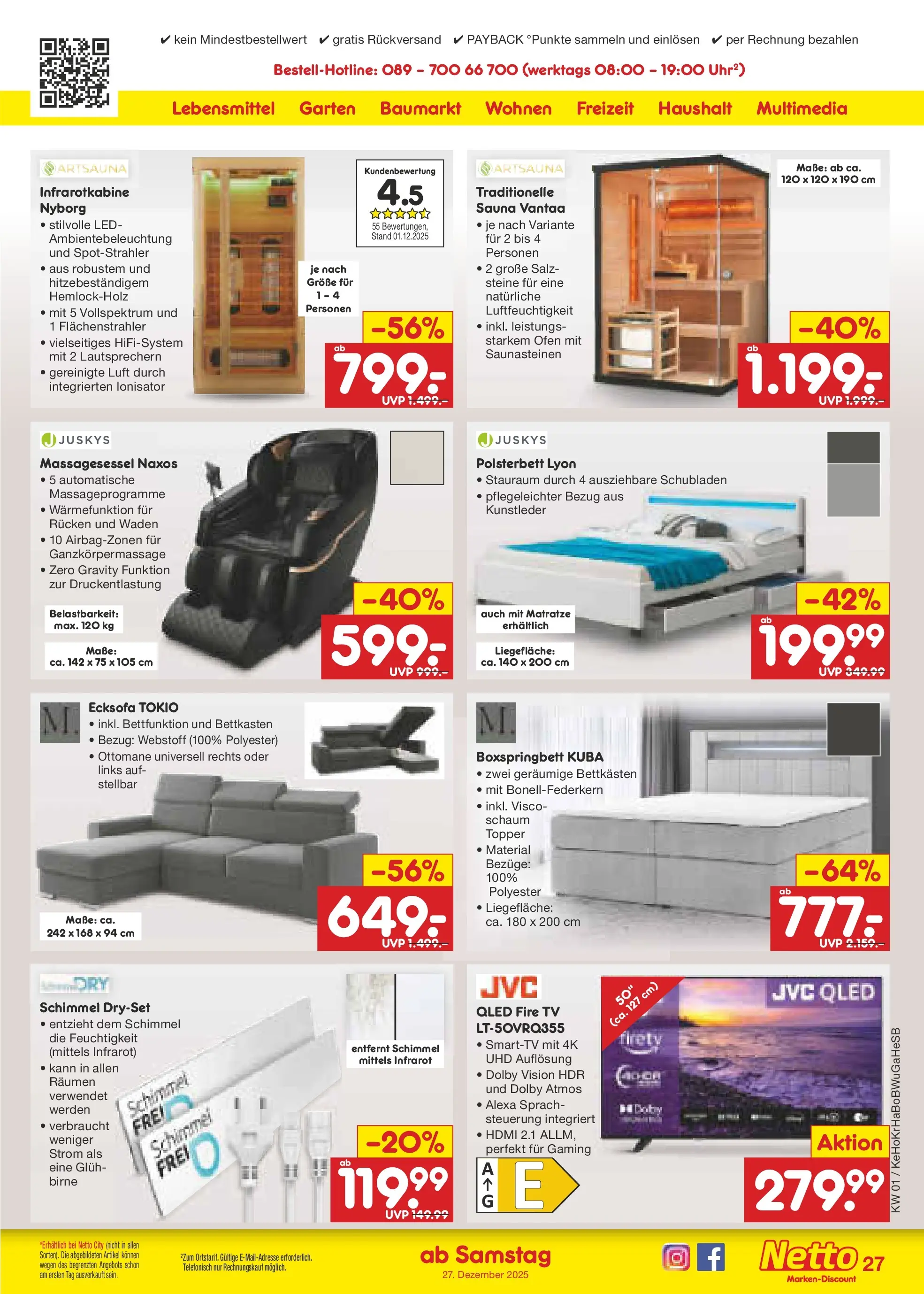 Netto Marken-Discount prospekt Kruft	 (ab 28.12.2025) » Angebote | Seite: 41 | Produkte: Matratze, Polsterbett, Topper, Salz