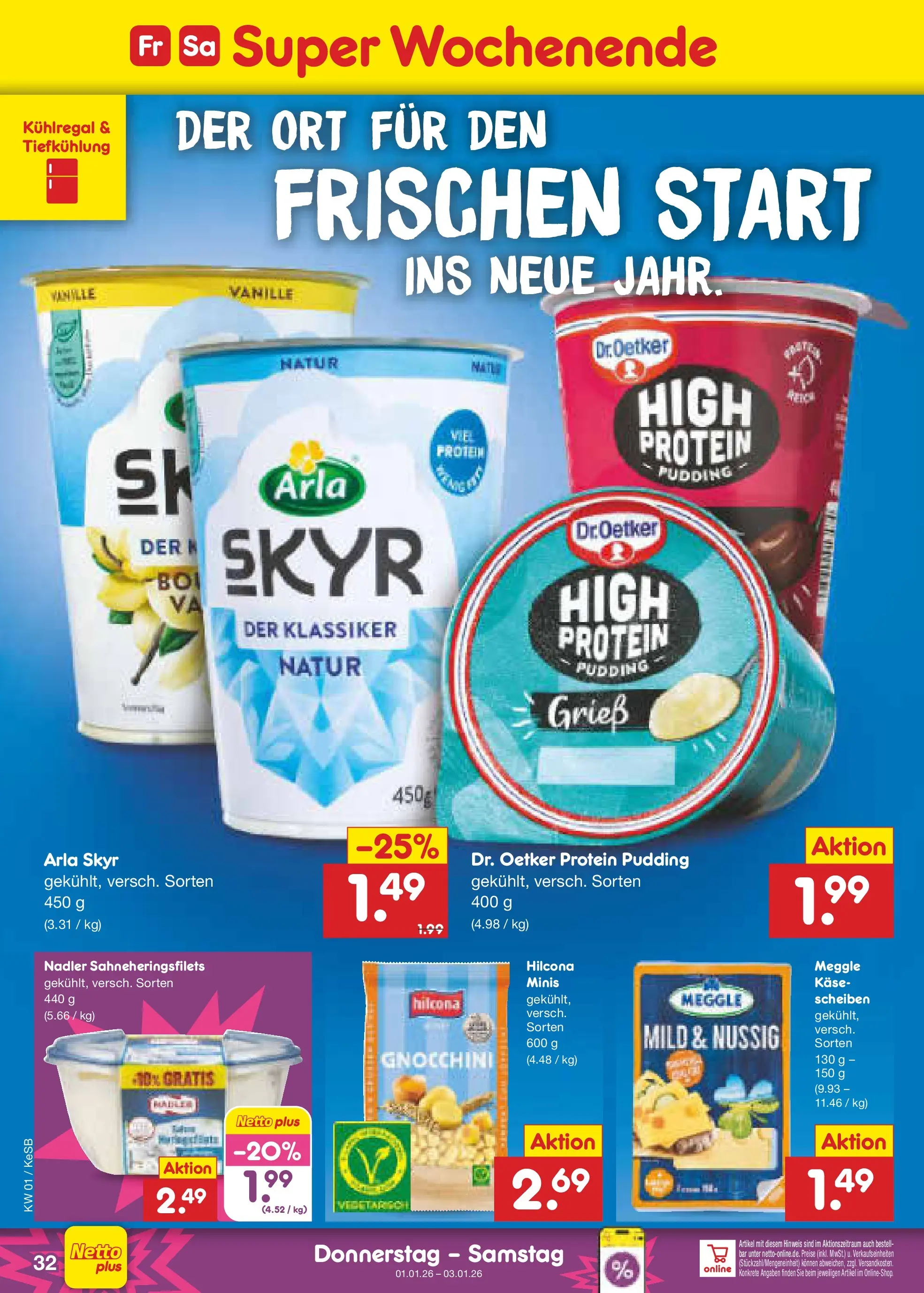 Netto Marken-Discount prospekt Kruft	 (ab 28.12.2025) » Angebote | Seite: 46 | Produkte: Käse, Pudding, Skyr, Arla skyr