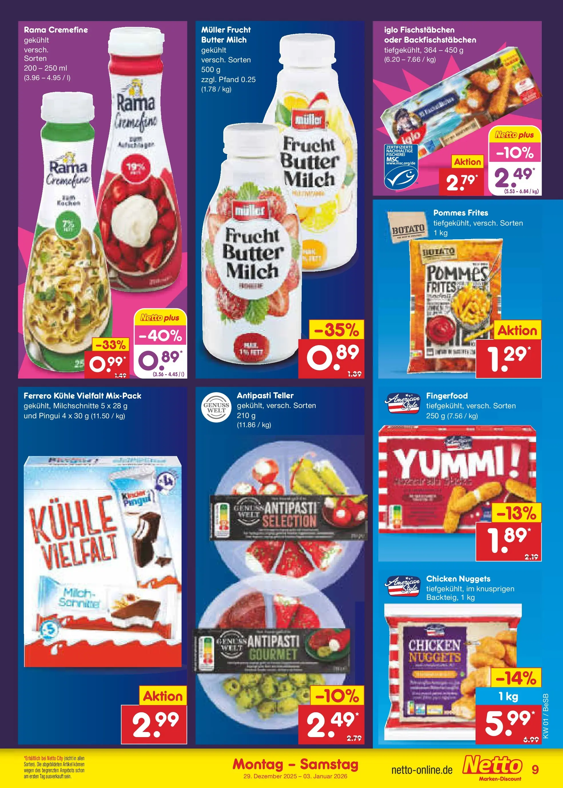 Netto Marken-Discount prospekt Kremmen	 (ab 28.12.2025) » Angebote | Seite: 9 | Produkte: Rama, Rama cremefine, Pommes, Pommes frites
