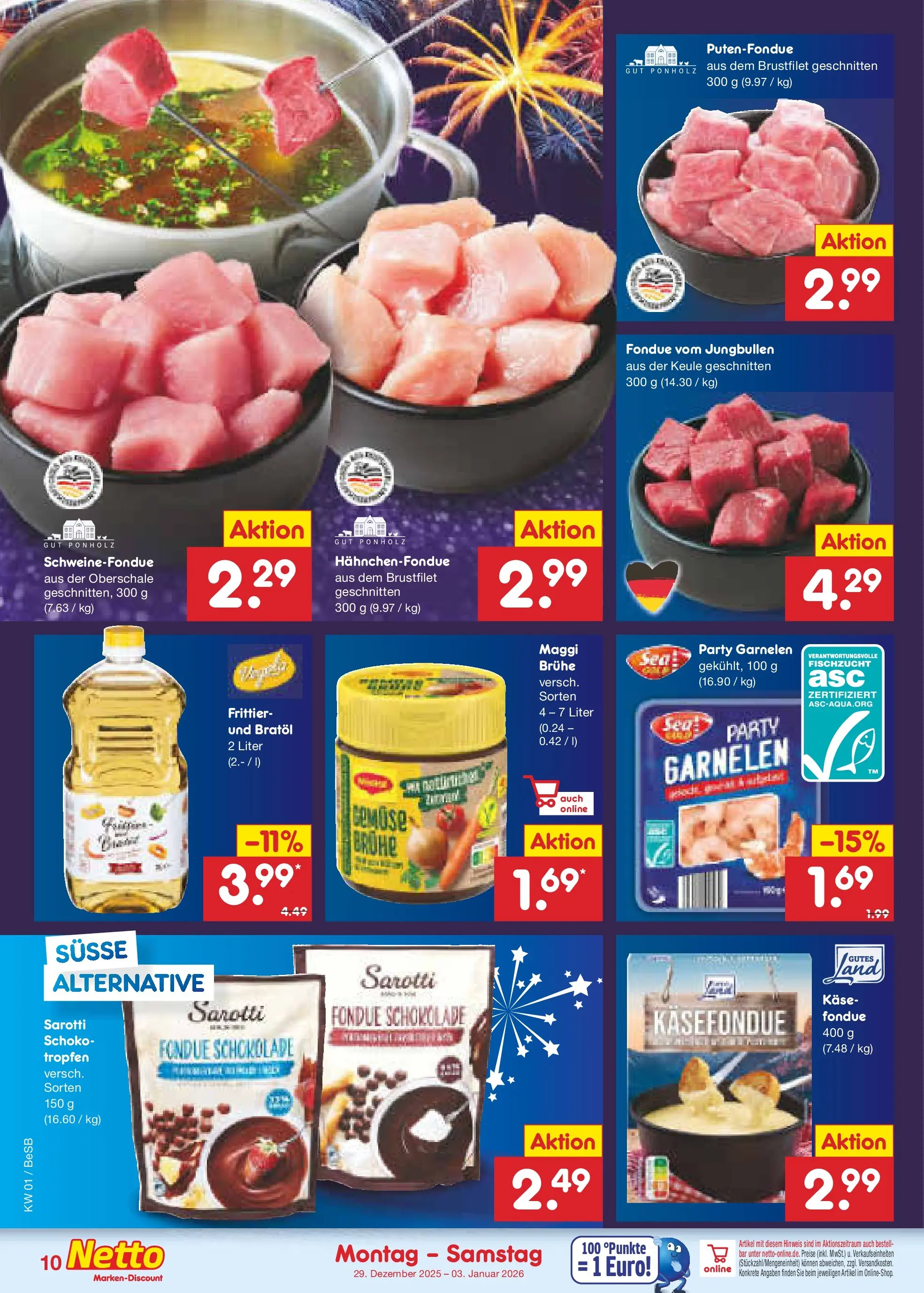 Netto Marken-Discount prospekt Kremmen	 (ab 28.12.2025) » Angebote | Seite: 10 | Produkte: Maggi, Käse, Garnelen, Fondue