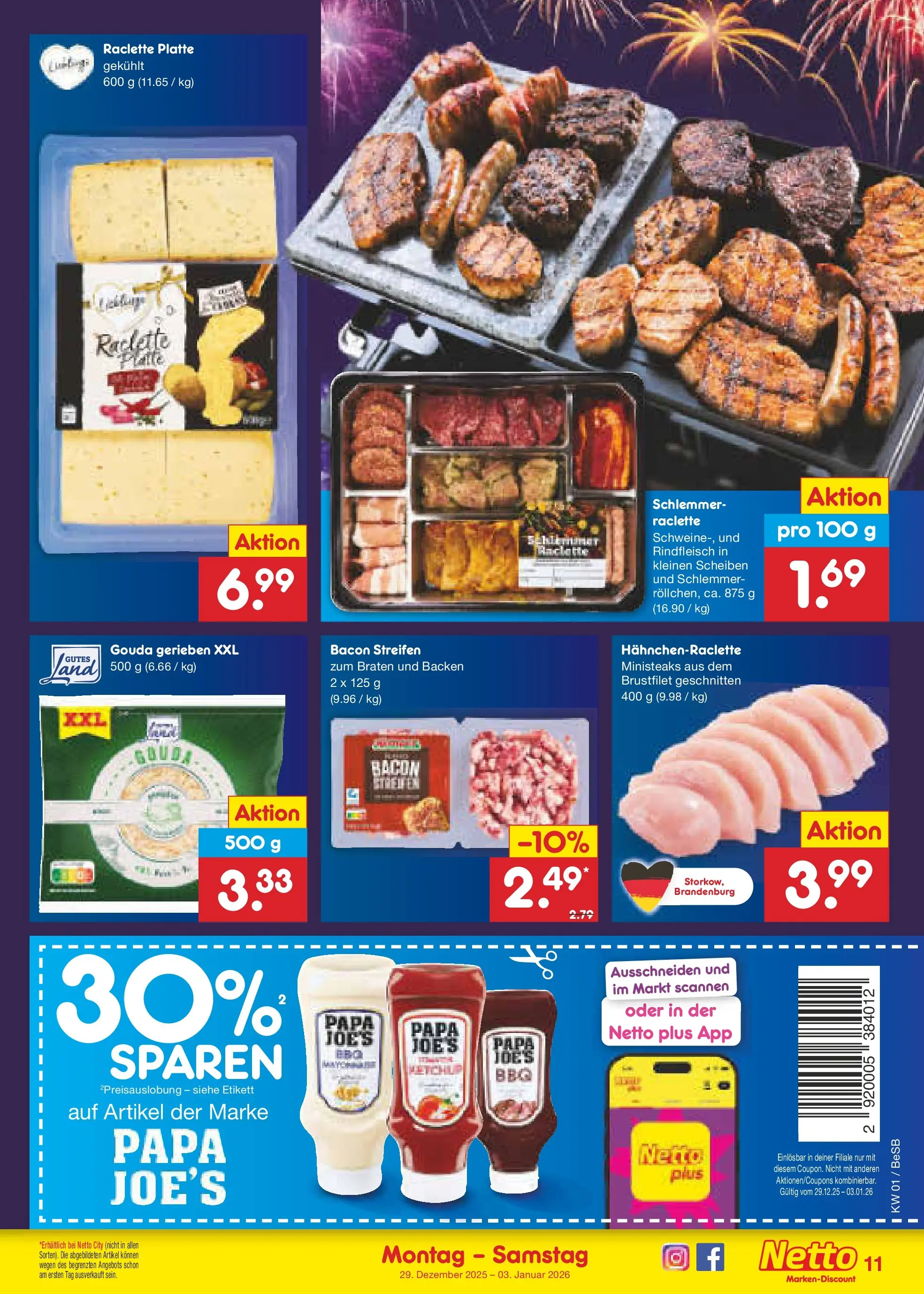 Netto Marken-Discount prospekt Kremmen	 (ab 28.12.2025) » Angebote | Seite: 11 | Produkte: Gouda, Raclette, Rindfleisch