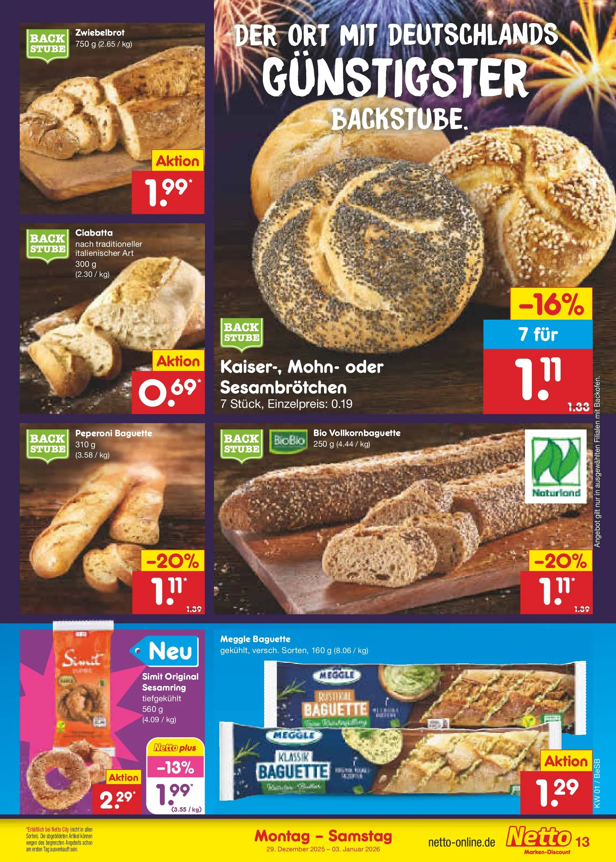 Netto Marken-Discount prospekt Kremmen	 (ab 28.12.2025) » Angebote | Seite: 13 | Produkte: Baguette