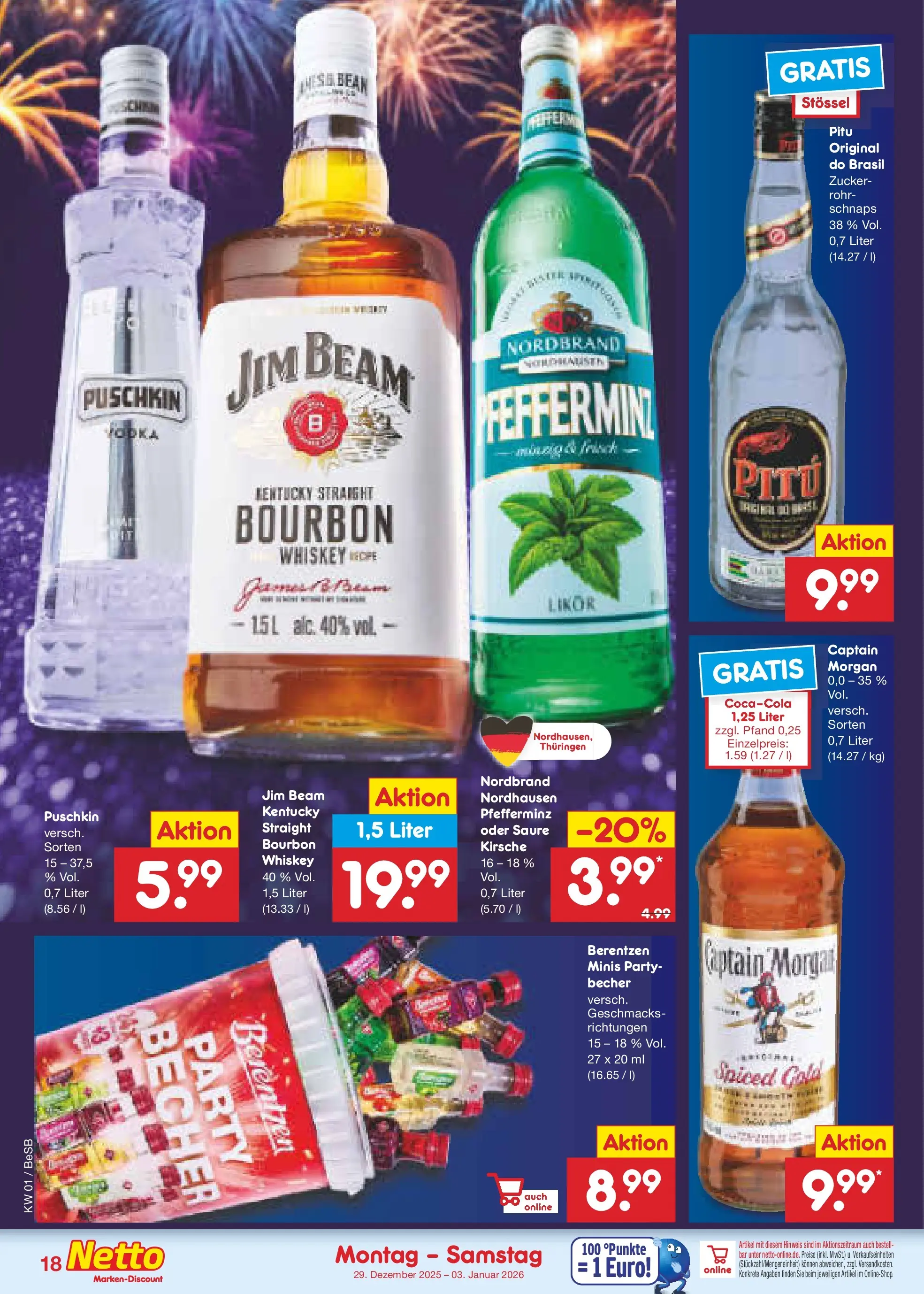 Netto Marken-Discount prospekt Kremmen	 (ab 28.12.2025) » Angebote | Seite: 18 | Produkte: Jim beam, Schnaps, Vodka, Bourbon