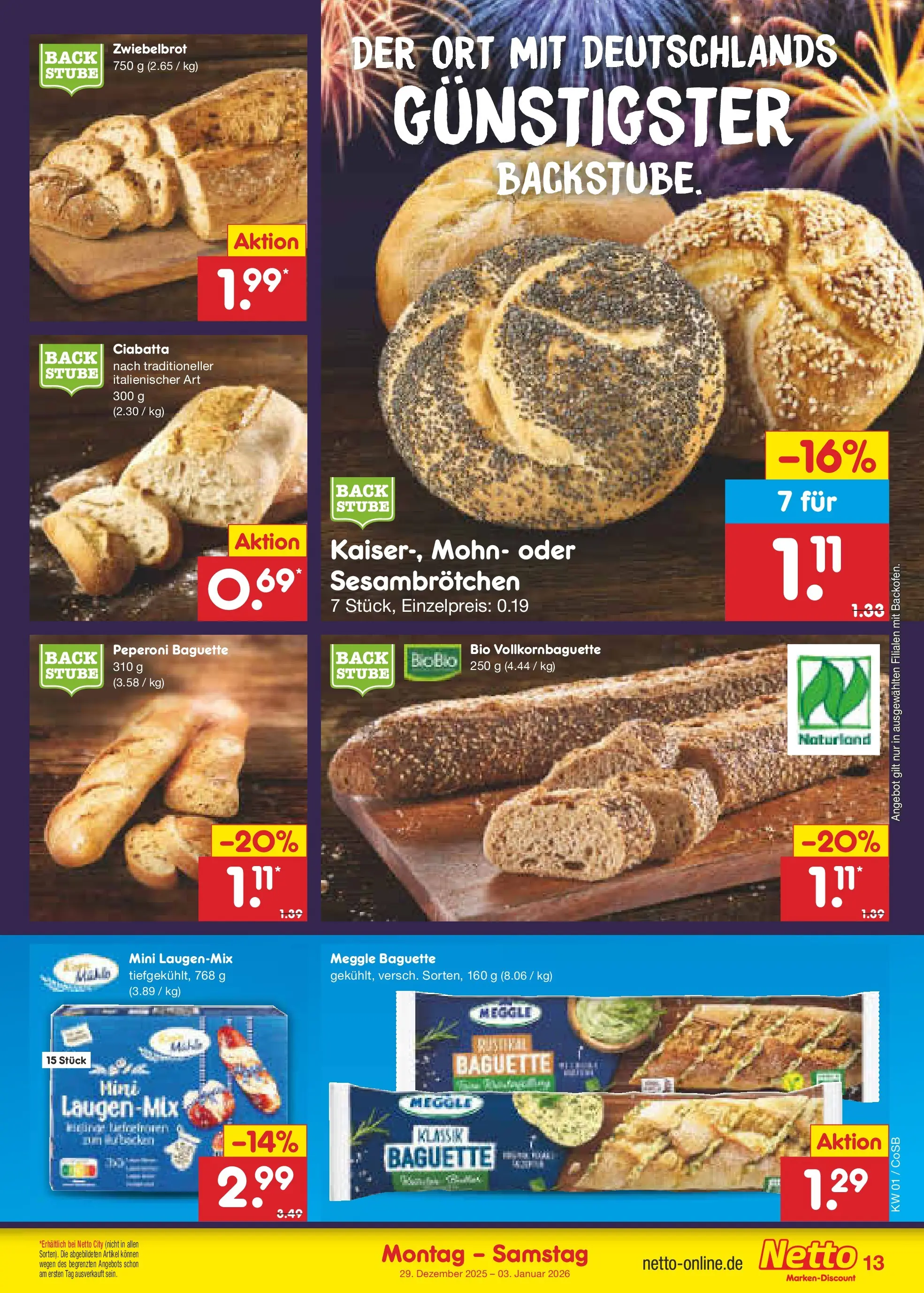 Netto Marken-Discount prospekt Bitterfeld-Wolfen	 (ab 28.12.2025) » Angebote | Seite: 13 | Produkte: Baguette