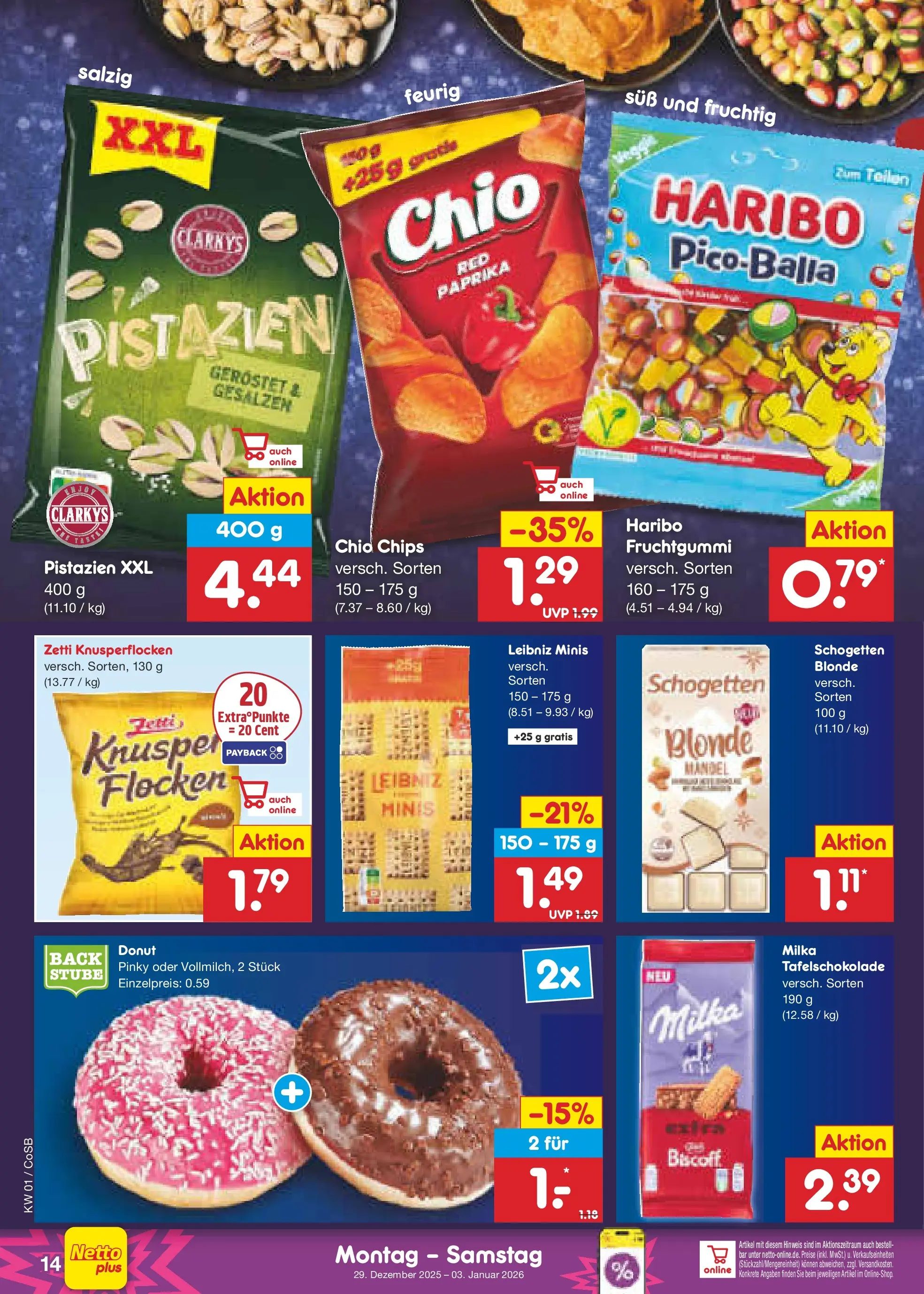 Netto Marken-Discount prospekt Bitterfeld-Wolfen	 (ab 28.12.2025) » Angebote | Seite: 14 | Produkte: Pistazien, Paprika, Schogetten, Chips