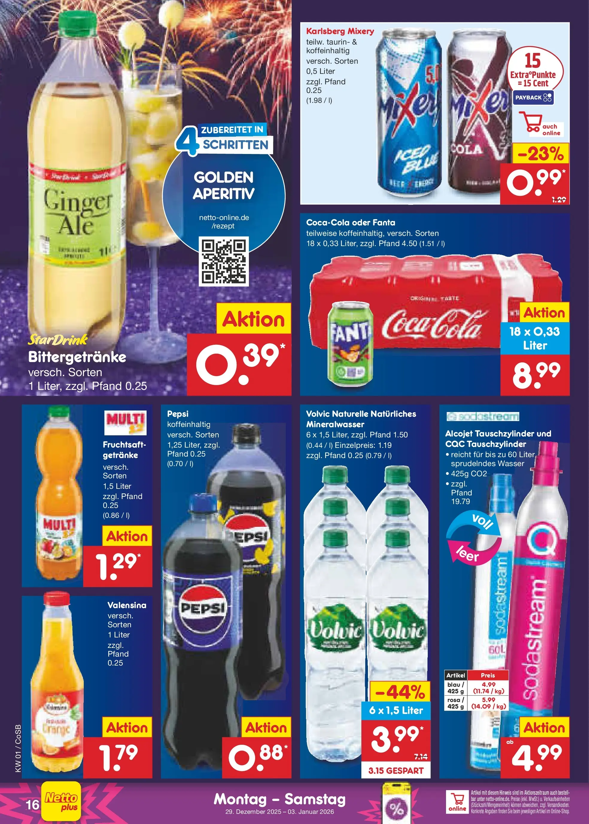 Netto Marken-Discount prospekt Bitterfeld-Wolfen	 (ab 28.12.2025) » Angebote | Seite: 16 | Produkte: Fanta, Valensina, Pepsi, Fruchtsaft