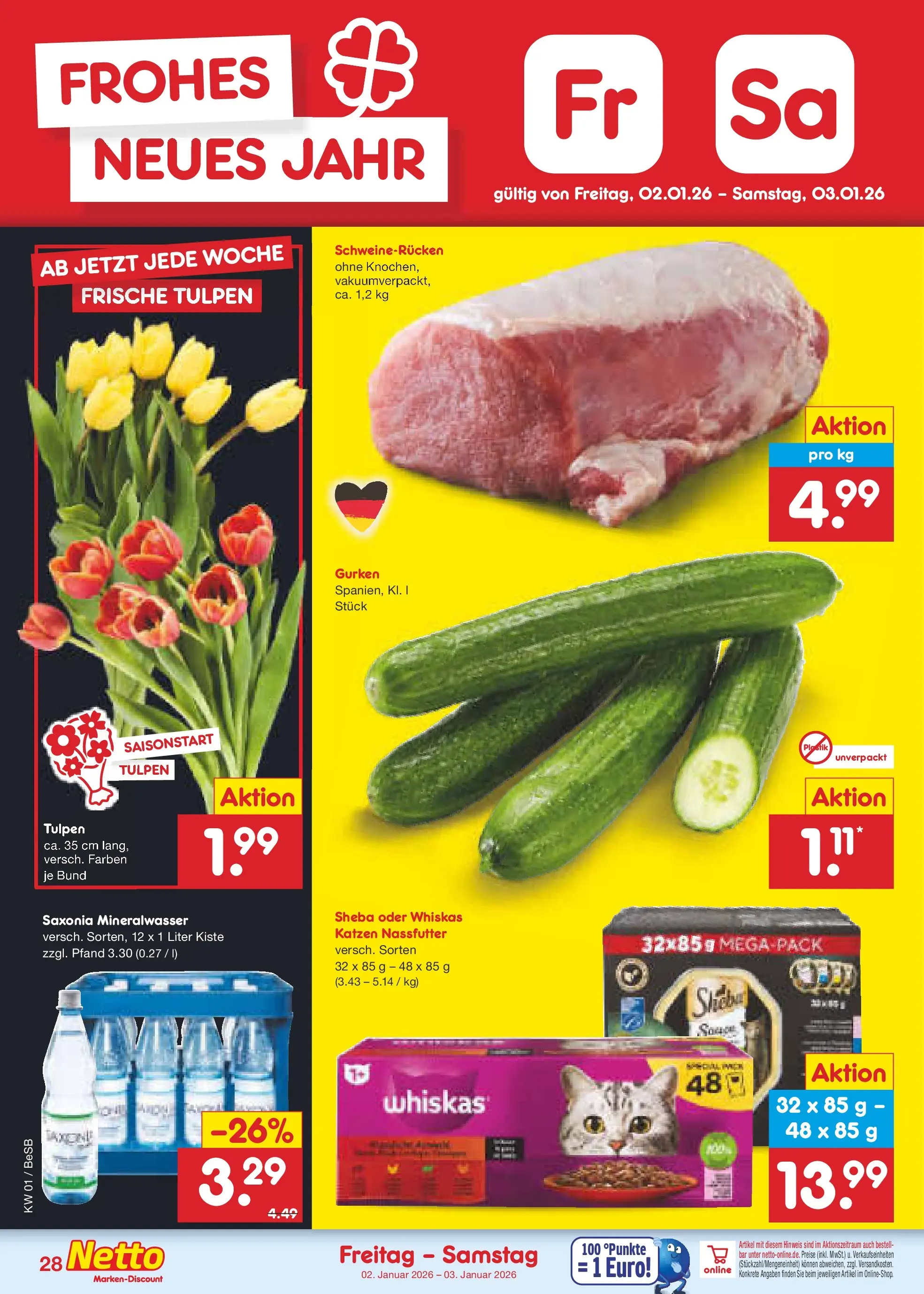 Netto Marken-Discount prospekt Kremmen	 (ab 28.12.2025) » Angebote | Seite: 42 | Produkte: Sheba, Schweinerucken, Gurken, Whiskas