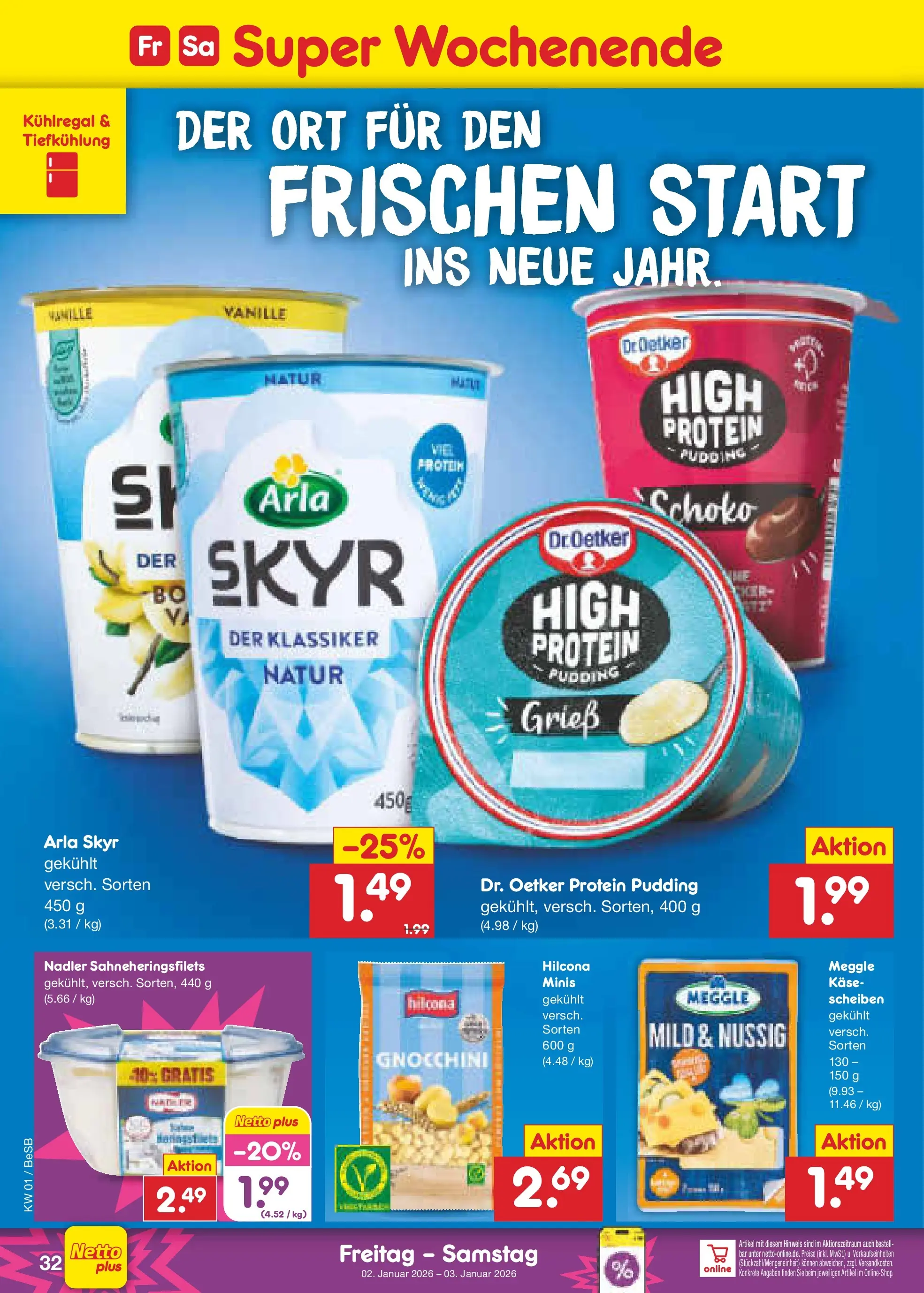 Netto Marken-Discount prospekt Kremmen	 (ab 28.12.2025) » Angebote | Seite: 46 | Produkte: Käse, Pudding, Skyr, Arla skyr