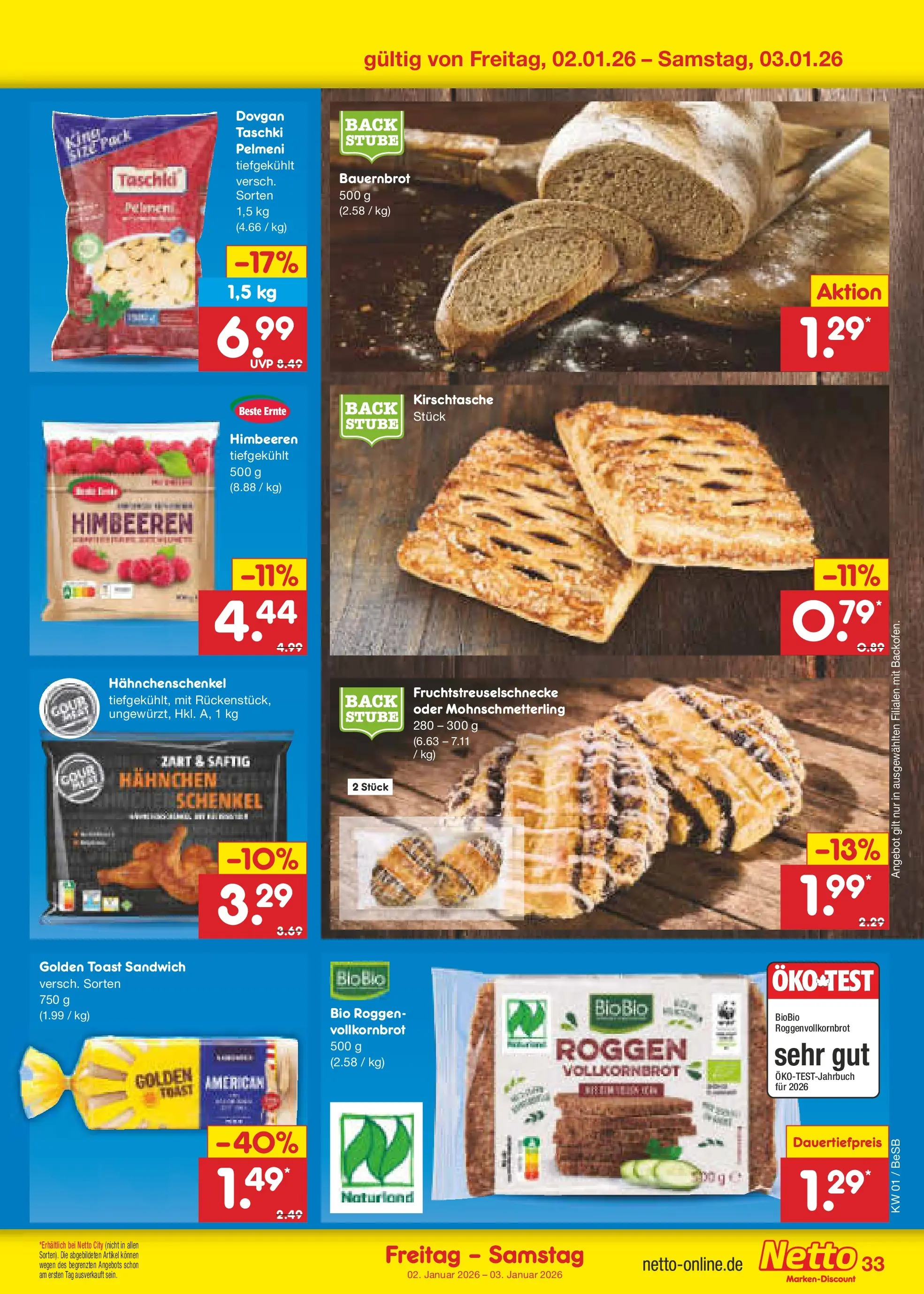 Netto Marken-Discount prospekt Kremmen	 (ab 28.12.2025) » Angebote | Seite: 47 | Produkte: Himbeeren, Hahnchen, Hahnchenschenkel, Toast