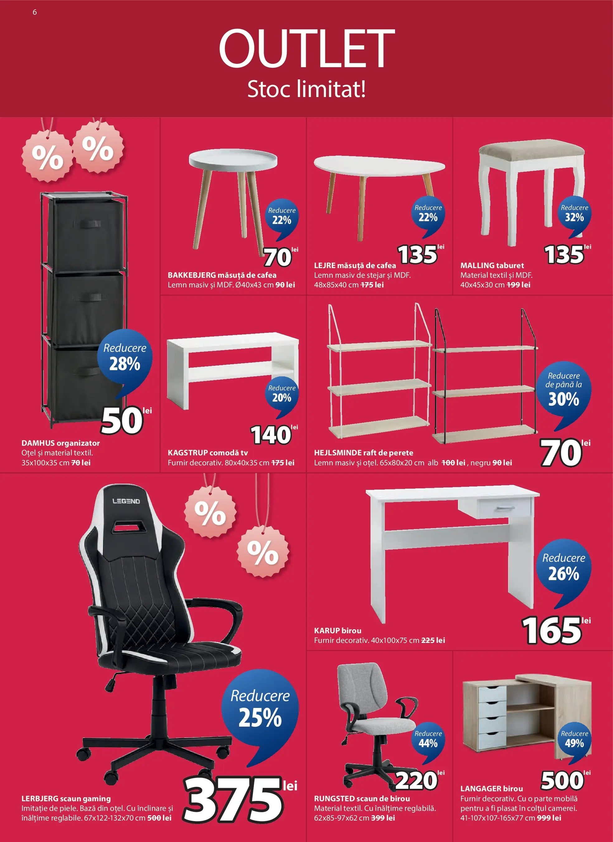 JYSK - Catalog JYSK până în data de 04.01.2026 - Oferta 24.12.2025 - 04.01.2026 | Pagină: 6 | Produse: Scaun gaming, Măsuță de cafea, Comodă, Cafea