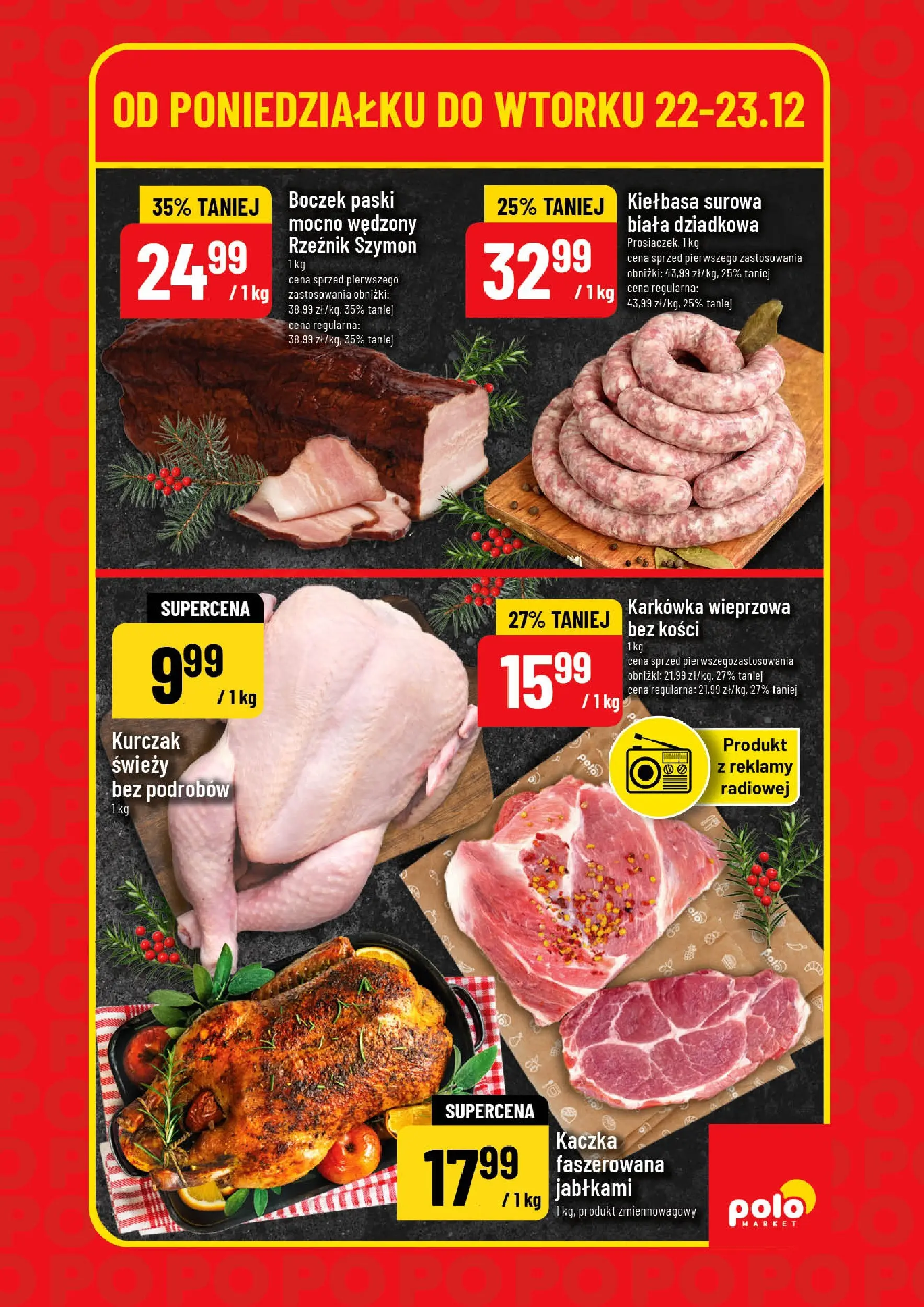 POLOmarket gazetka od 22.12.2025 | Boże Narodzenie 🎄🎁 | Strona: 3 | Produkty: Kiełbasa, Karkówka, Karkówka wieprzowa, Kaczka