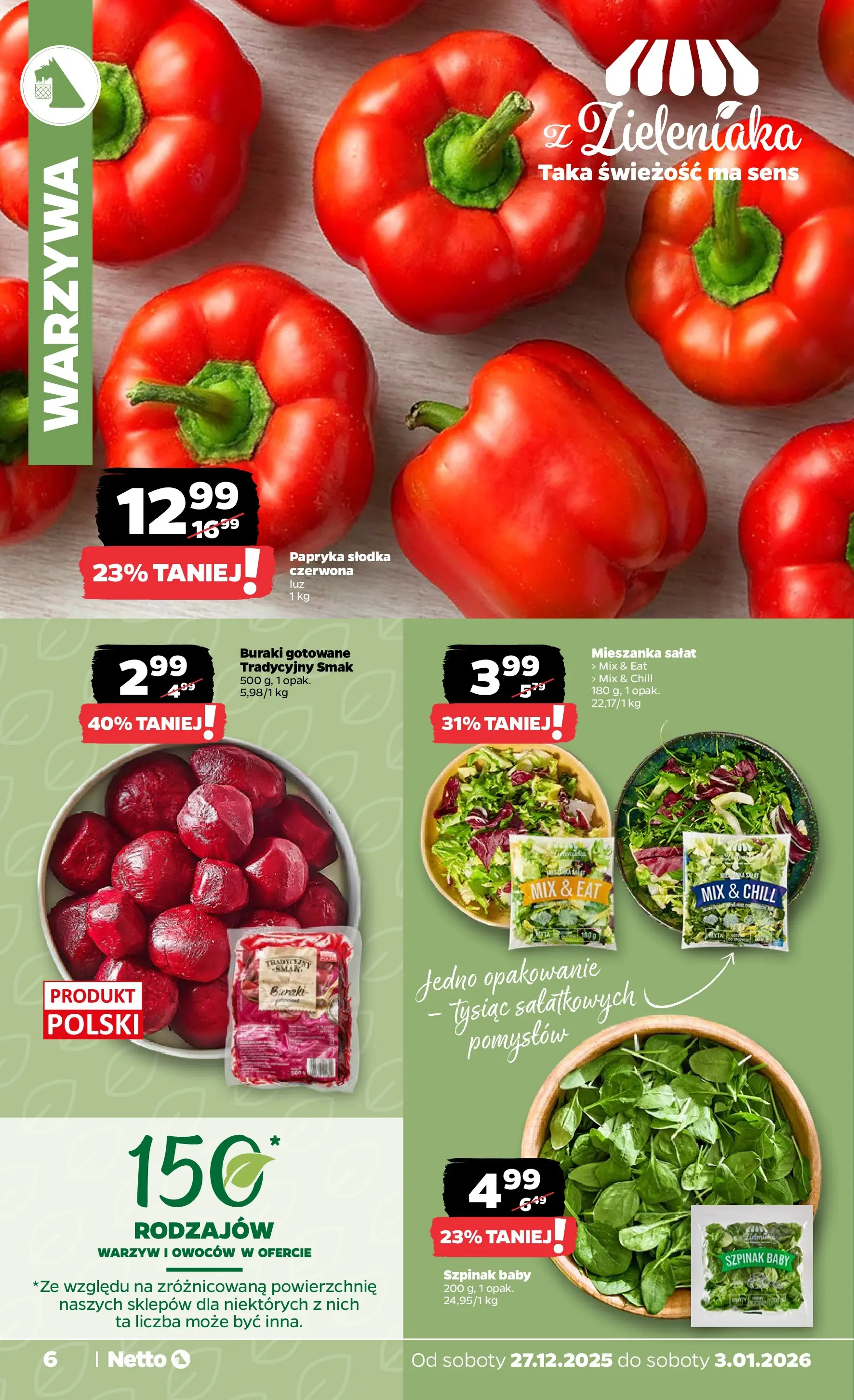Netto - NETTO T01A ważne do 3.01.2026 od 26.12.2025 - Aktualne promocje | Strona: 6 | Produkty: Buraki, Papryka, Buraki gotowane, Warzywa