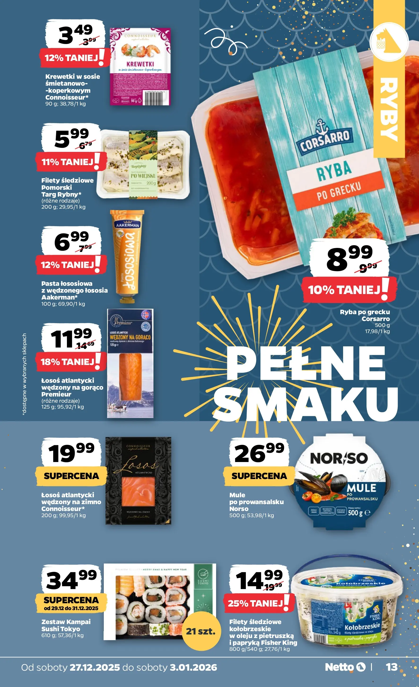 Netto - NETTO T01A ważne do 3.01.2026 od 26.12.2025 - Aktualne promocje | Strona: 13 | Produkty: Pietruszka, Łosoś atlantycki, Ryba po grecku, Sushi