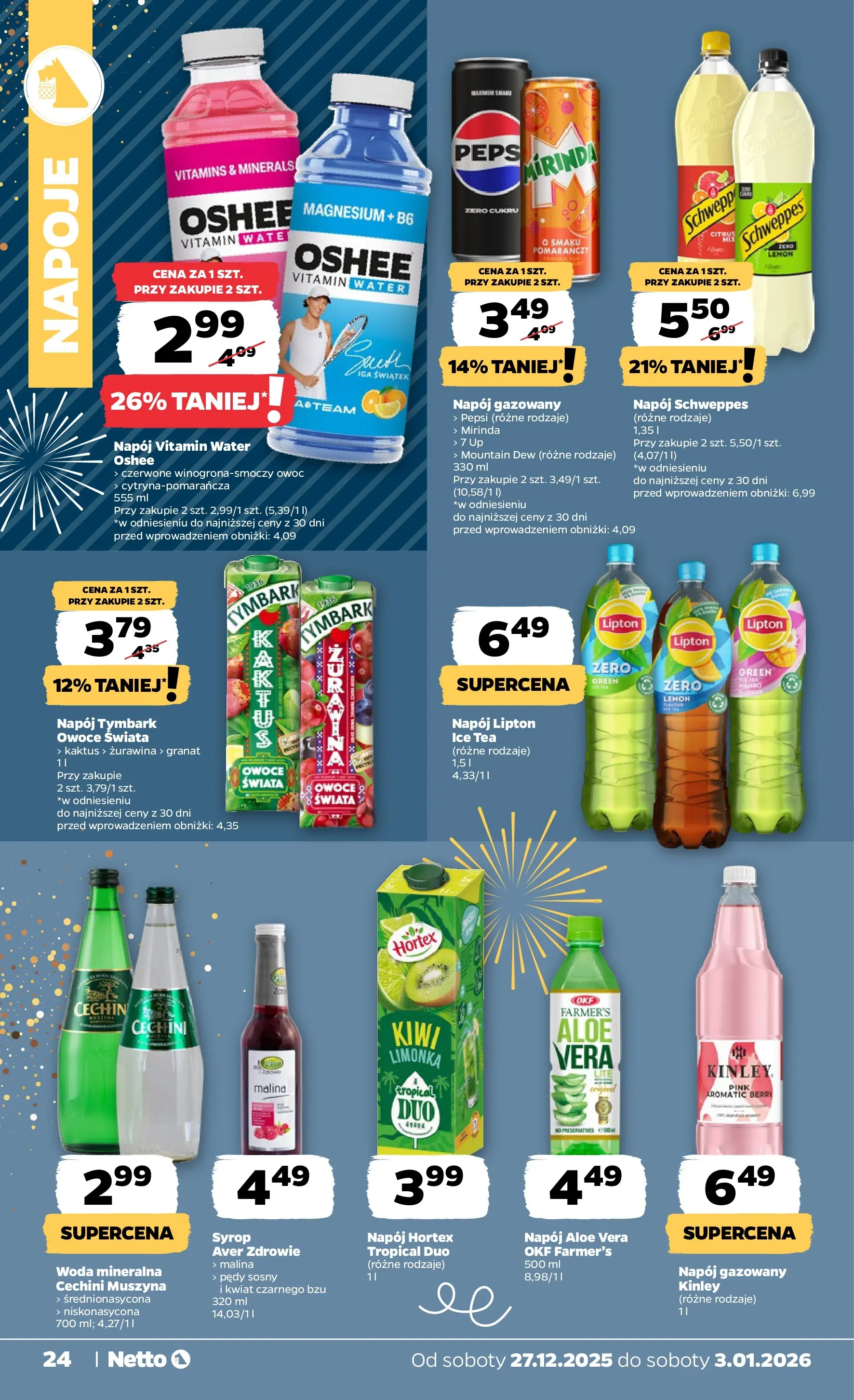 Netto - NETTO T01A ważne do 3.01.2026 od 26.12.2025 - Aktualne promocje | Strona: 24 | Produkty: Syrop, Limonka, Malina, Żurawina