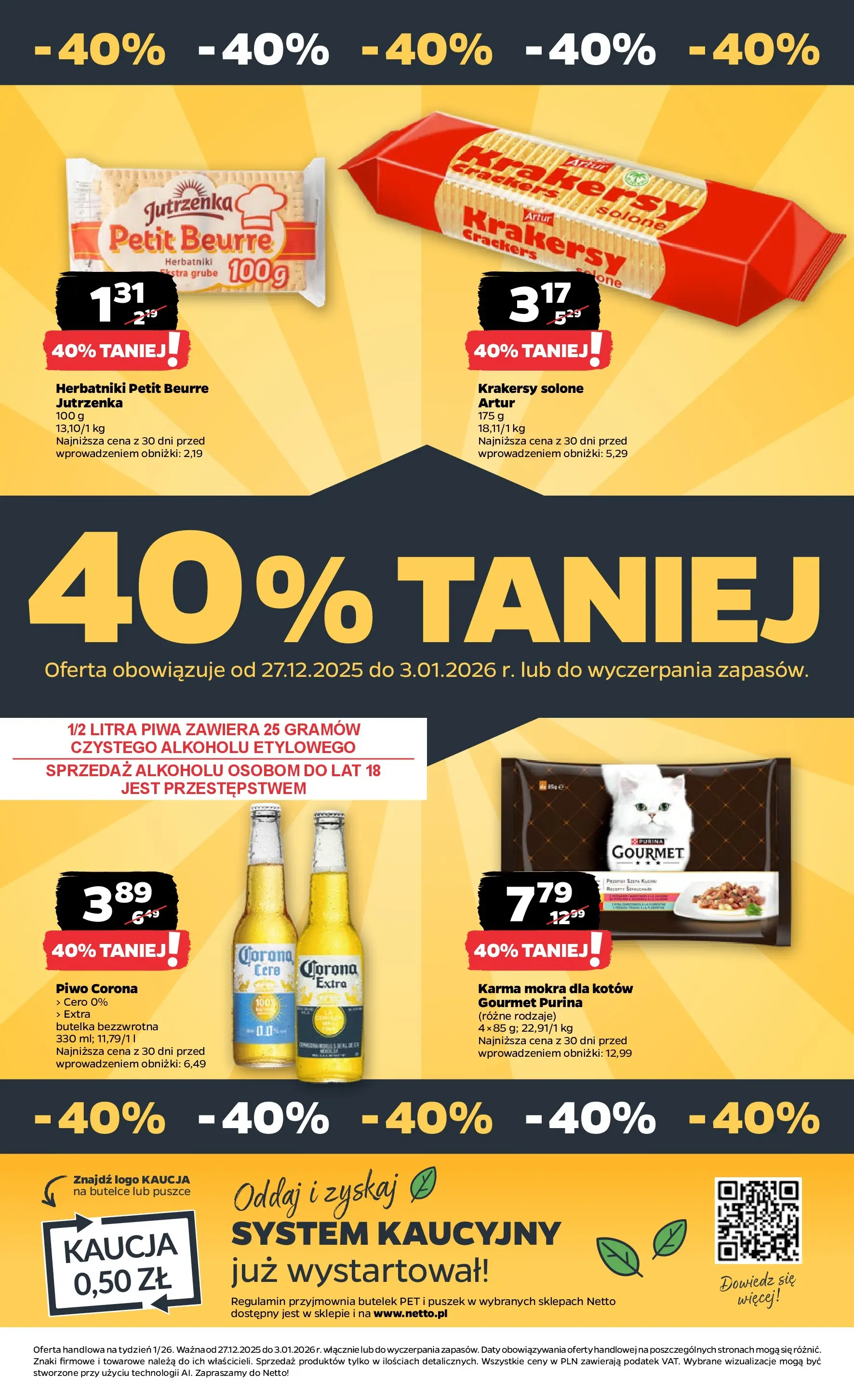 Netto - NETTO T01A ważne do 3.01.2026 od 26.12.2025 - Aktualne promocje | Strona: 32 | Produkty: Herbatniki, Krakersy, Piwo