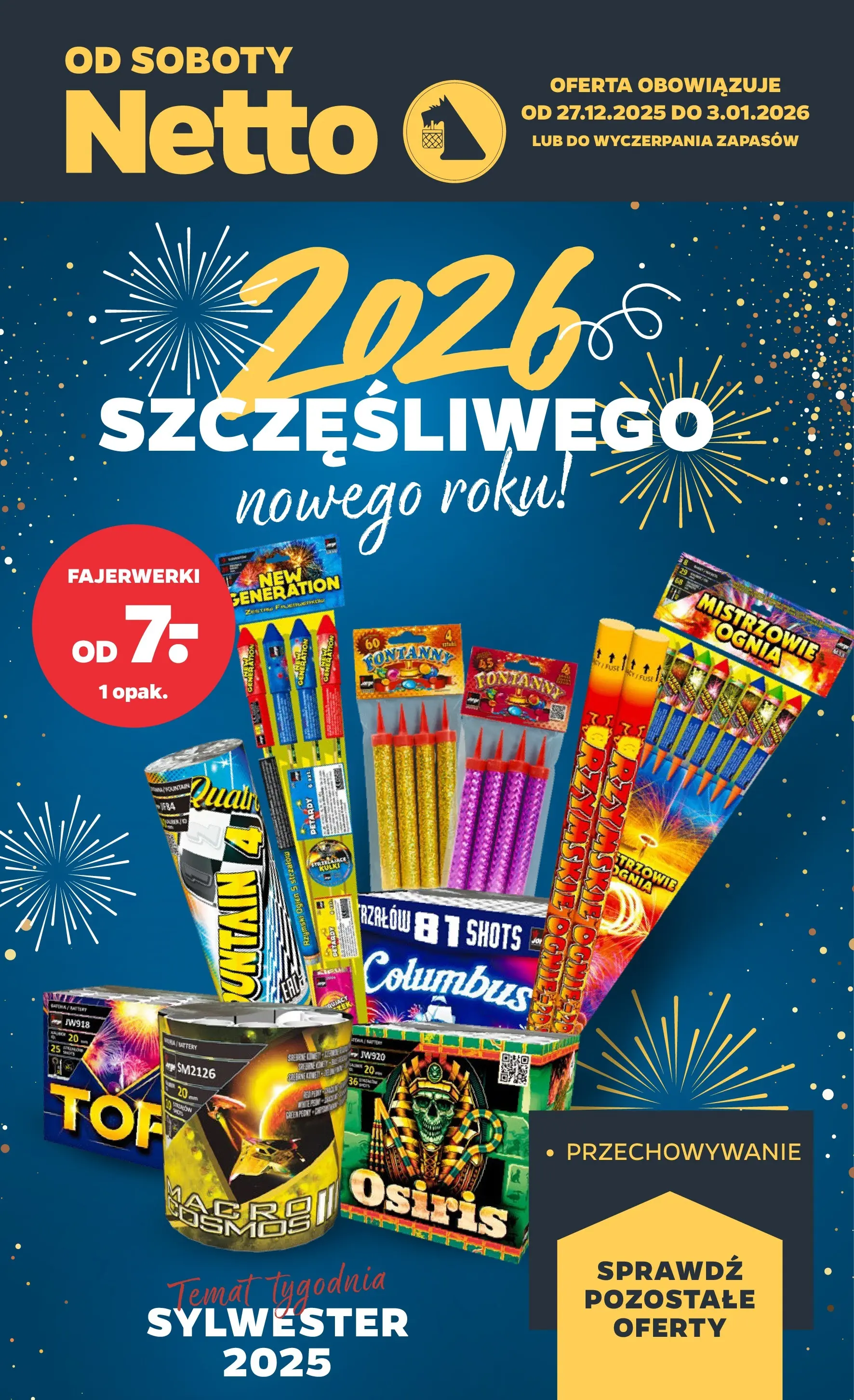 Netto - NETTO T01A ważne do 3.01.2026 od 26.12.2025 - Aktualne promocje | Strona: 34 | Produkty: Fajerwerki