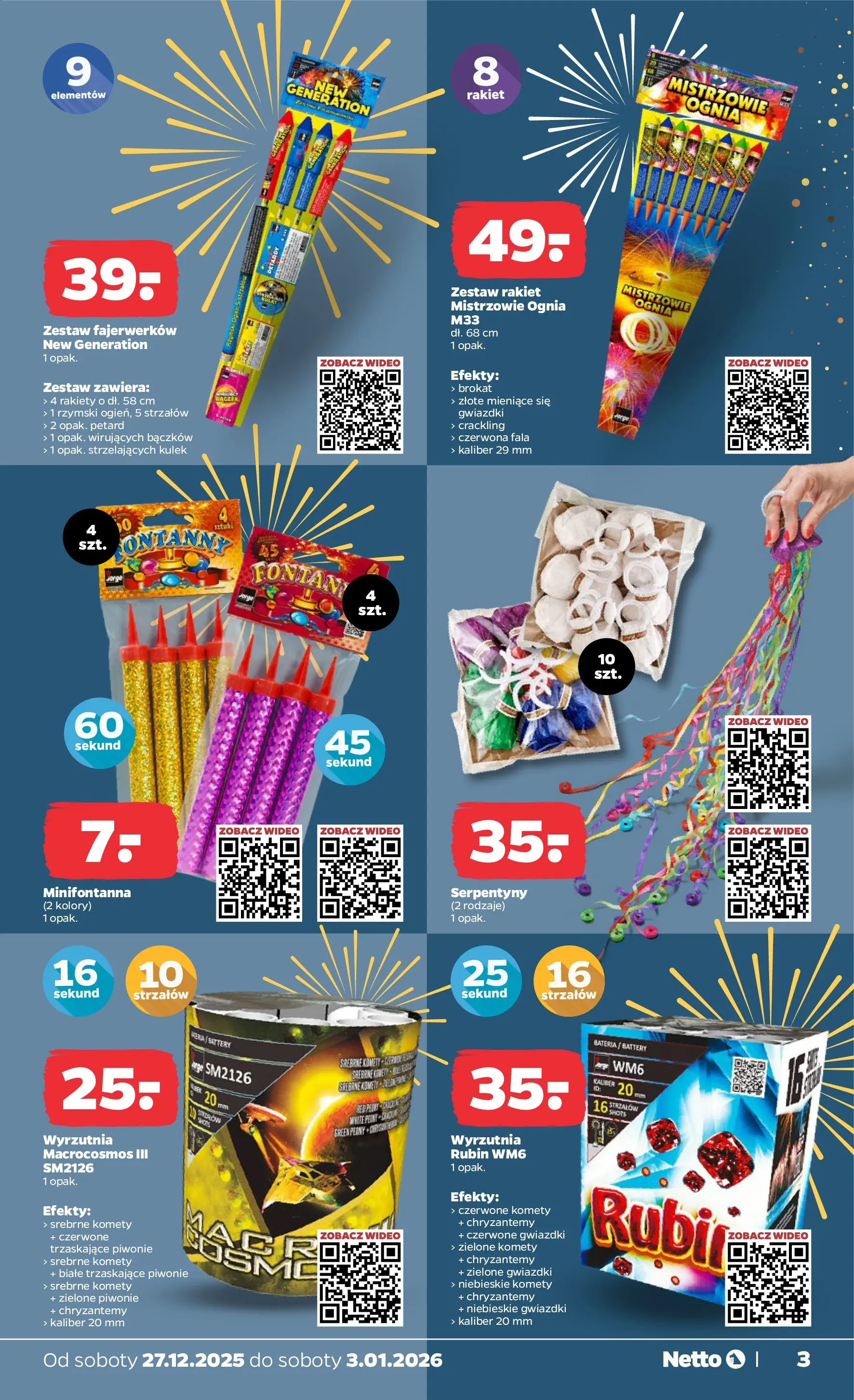 Netto - NETTO T01A ważne do 3.01.2026 od 26.12.2025 - Aktualne promocje | Strona: 36 | Produkty: Wideo, Wyrzutnia, Chryzantemy, Bateria