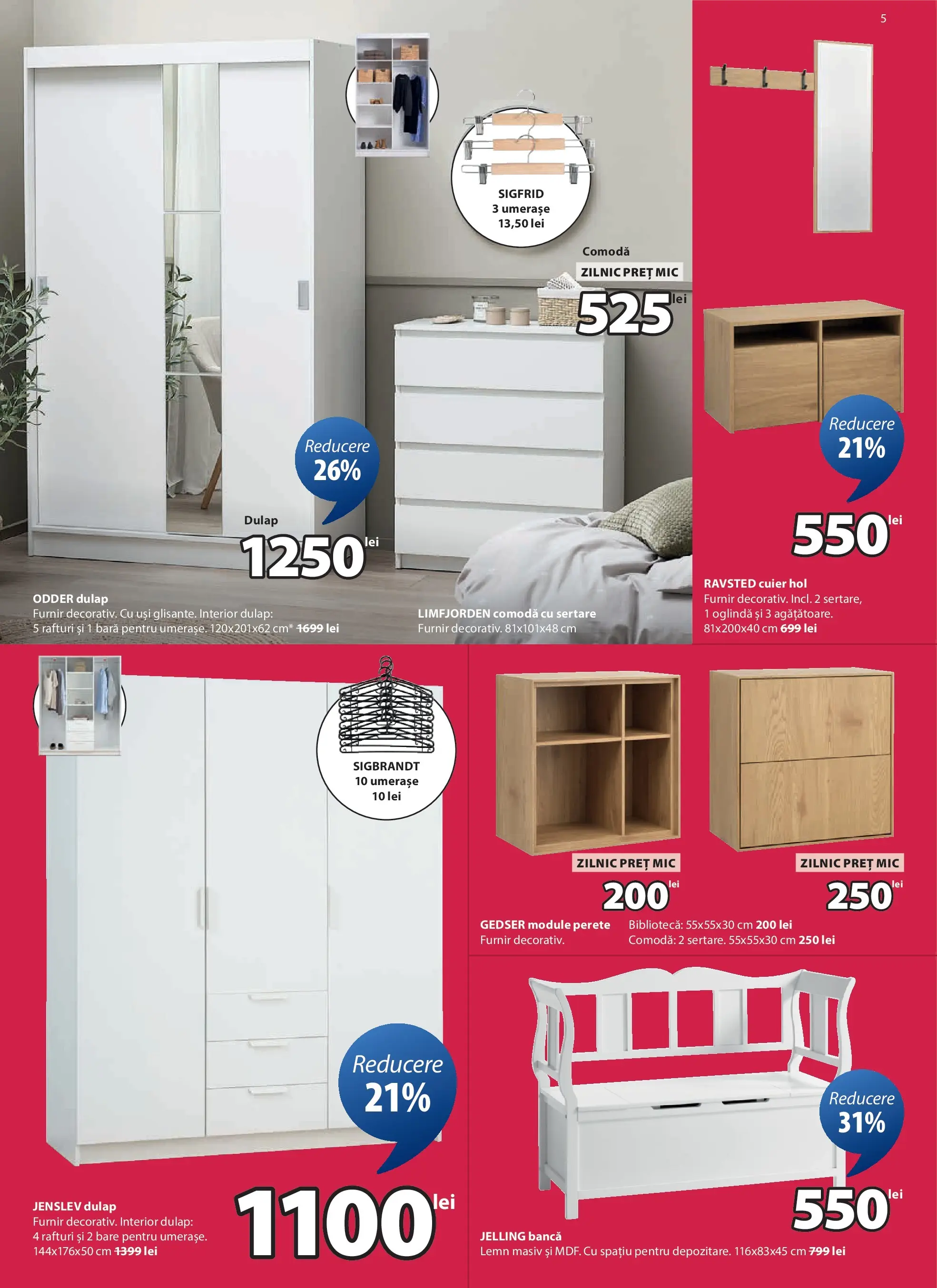 JYSK - Catalog JYSK până în data de 23.01.2026 - Oferta 31.12.2025 - 23.01.2026 | Pagină: 5 | Produse: Bibliotecă, Comodă, Oglindă, Bancă