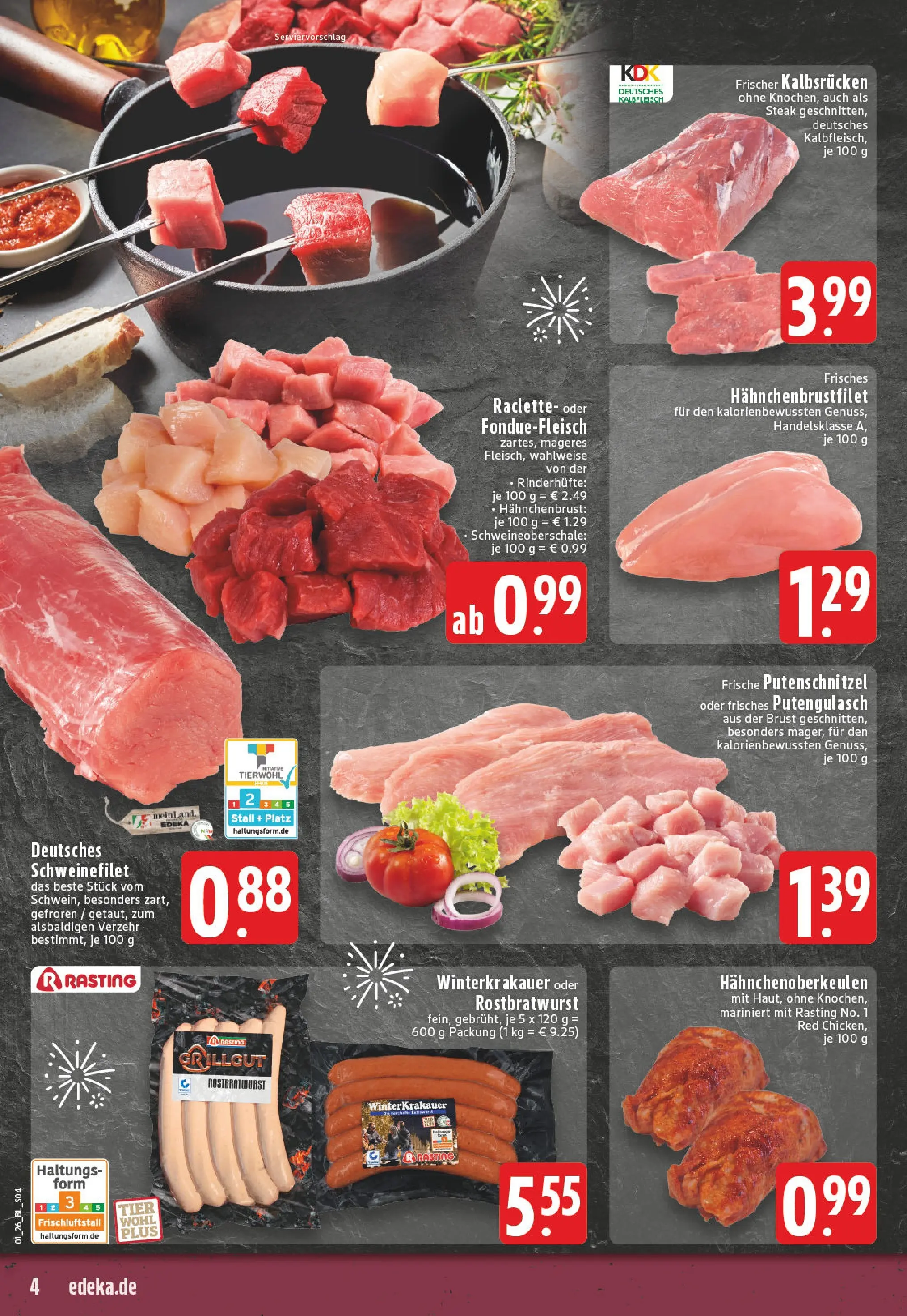 Edeka prospekt Detmold	 (ab 28.12.2025) » Angebote Online | Seite: 4 | Produkte: Putenschnitzel, Raclette, Steak, Hahnchenbrust