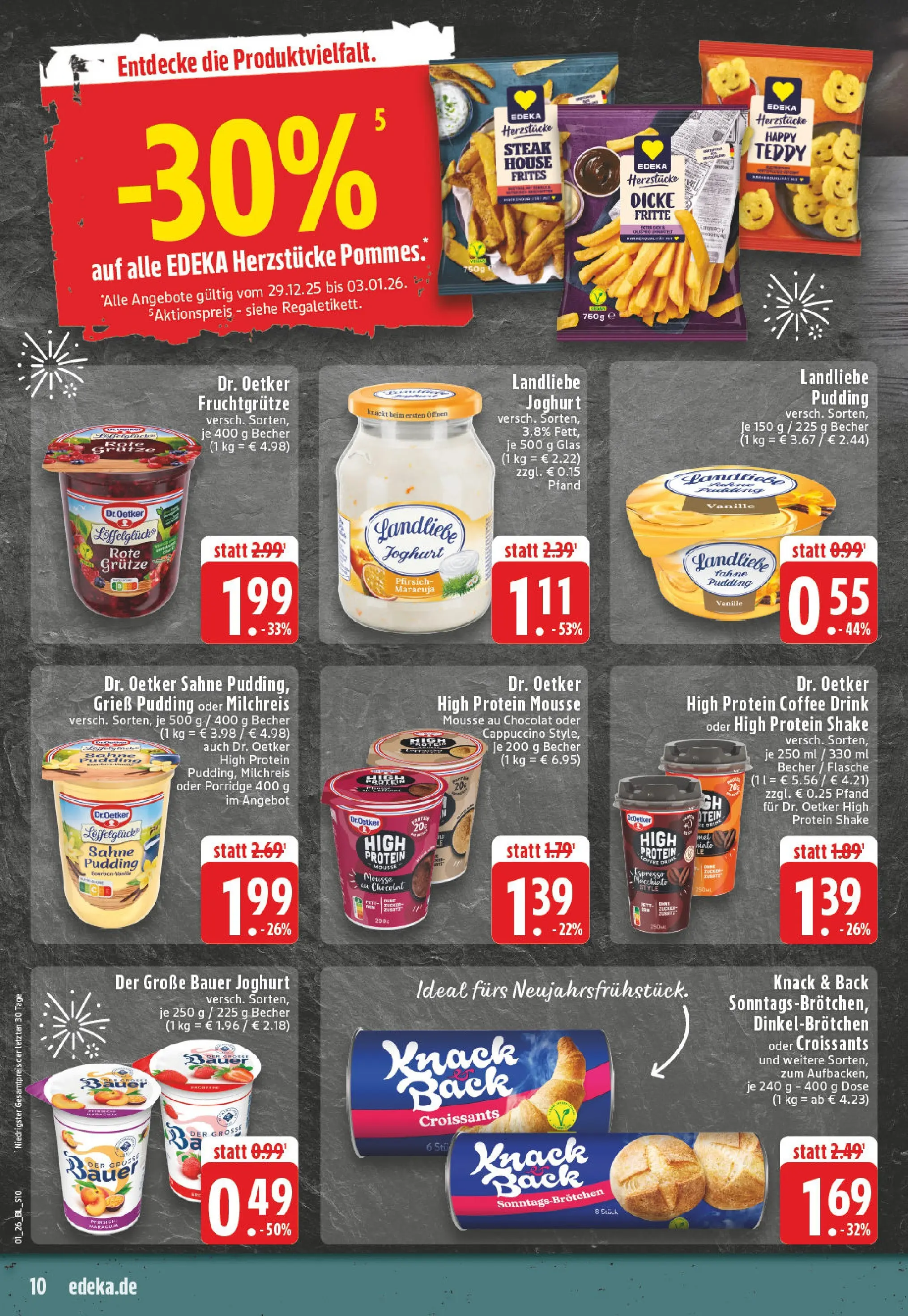 Edeka prospekt Detmold	 (ab 28.12.2025) » Angebote Online | Seite: 10 | Produkte: Bauer joghurt, Pudding, Pfirsich, Steak